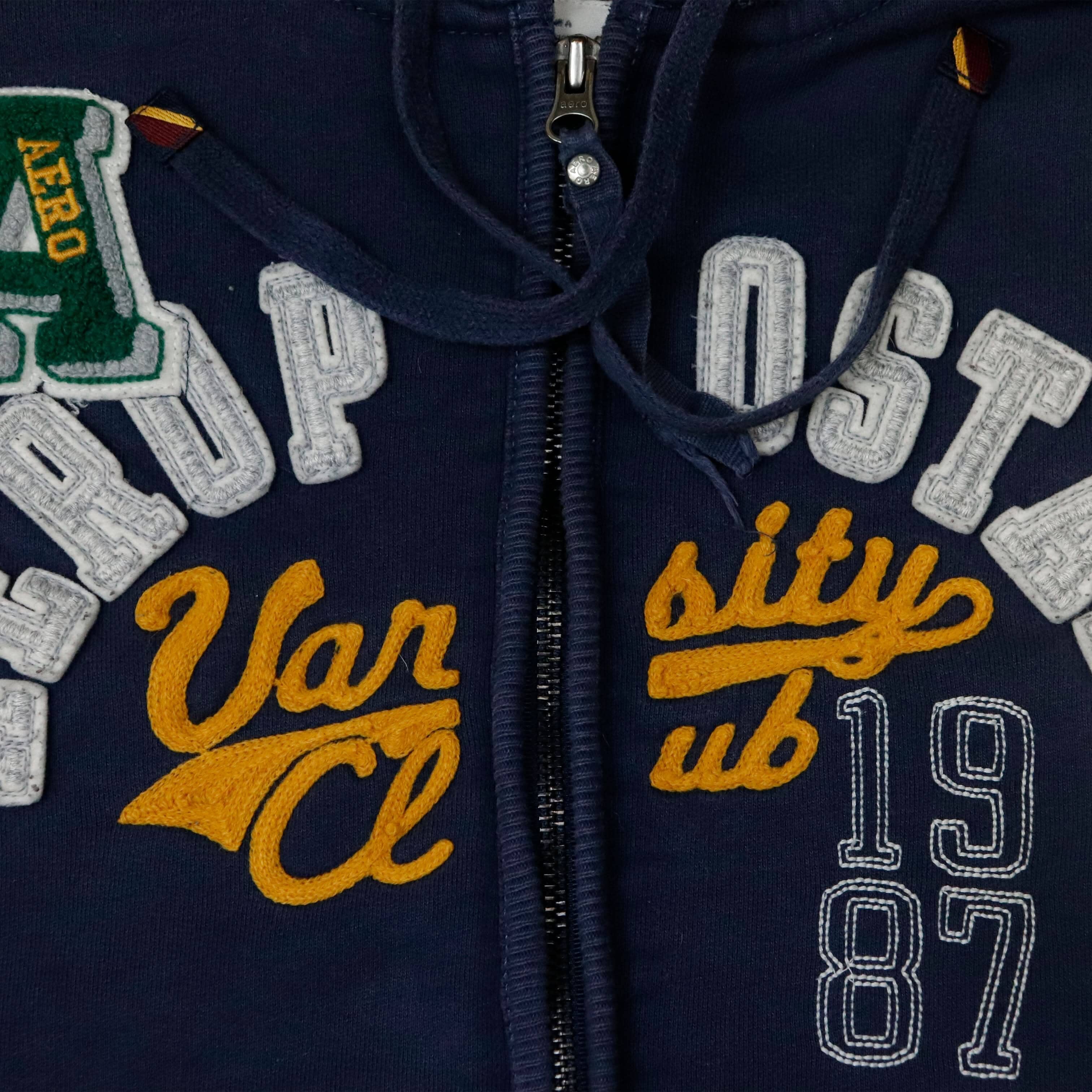 Vintage Aeropostale Varsity Appliqué Zip Hoodie Size XL Y2K FAIF.CA 