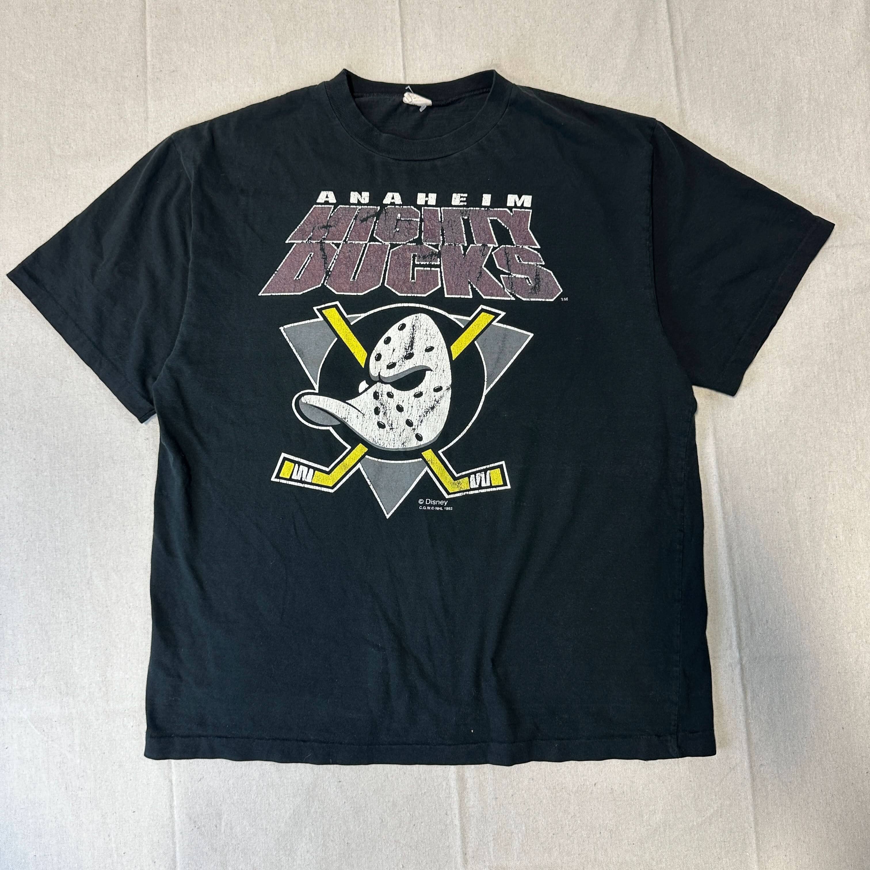 Vintage Anaheim Mighty Ducks Cracked Graphic Hockey T-Shirt Size L 1993 FAIF.CA 