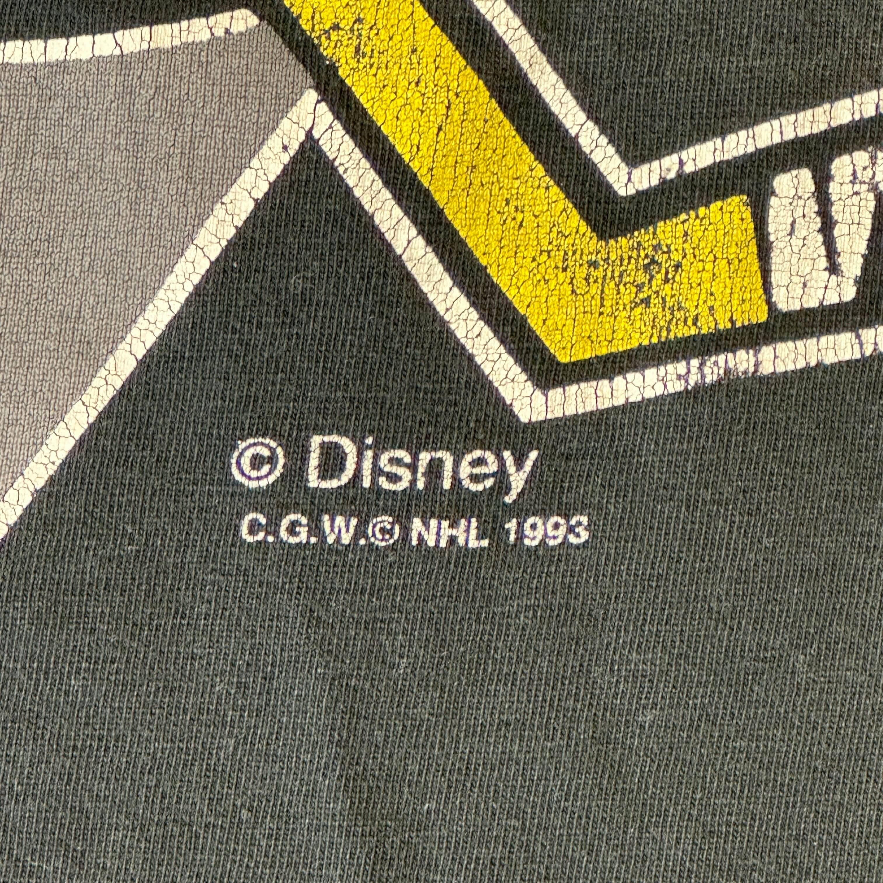 Vintage Anaheim Mighty Ducks Cracked Graphic Hockey T-Shirt Size L 1993 FAIF.CA 