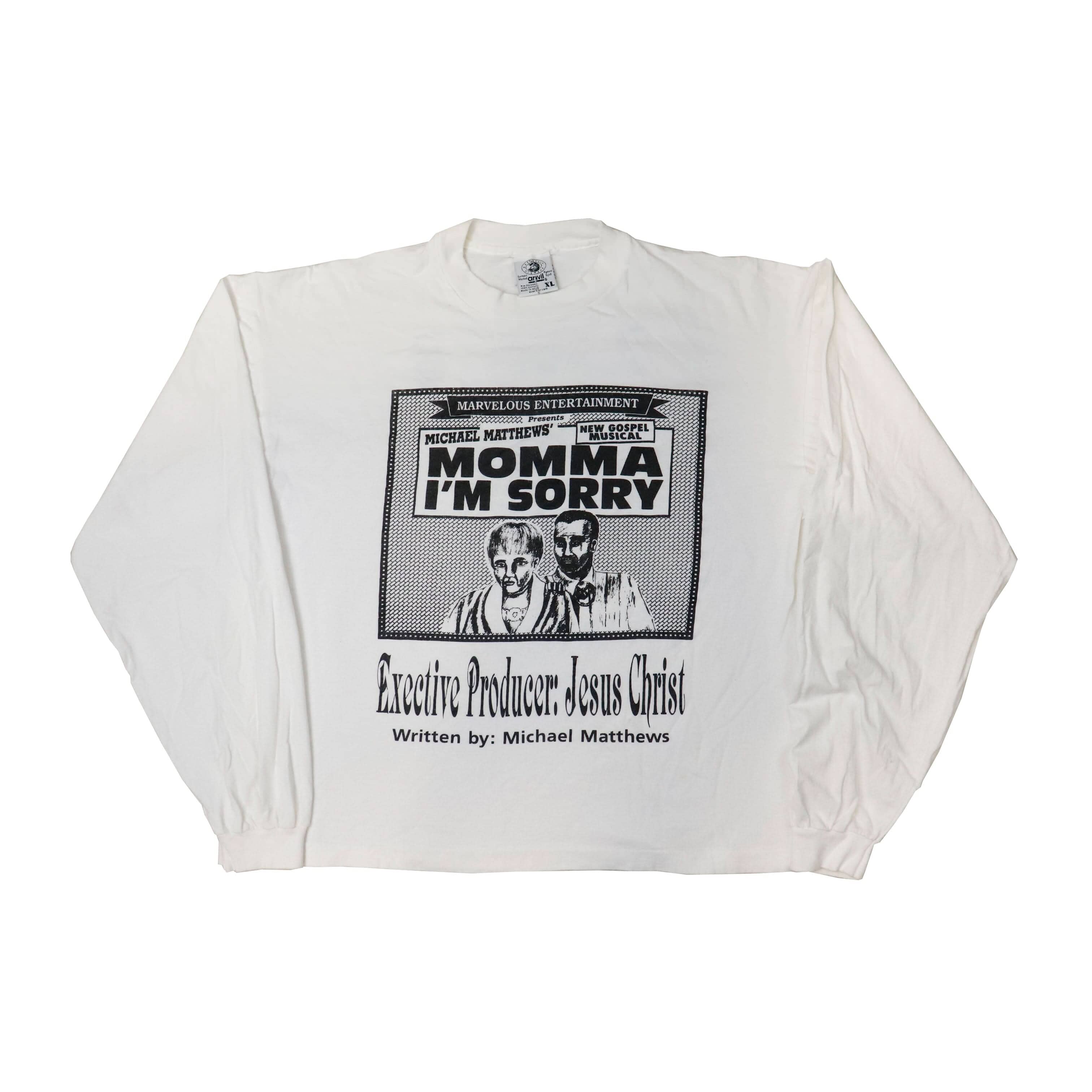 Vintage Anvil Momma I'm Sorry Jesus Gospel Play Graphic Long Sleeve T-Shirt Size XL FAIF.CA 