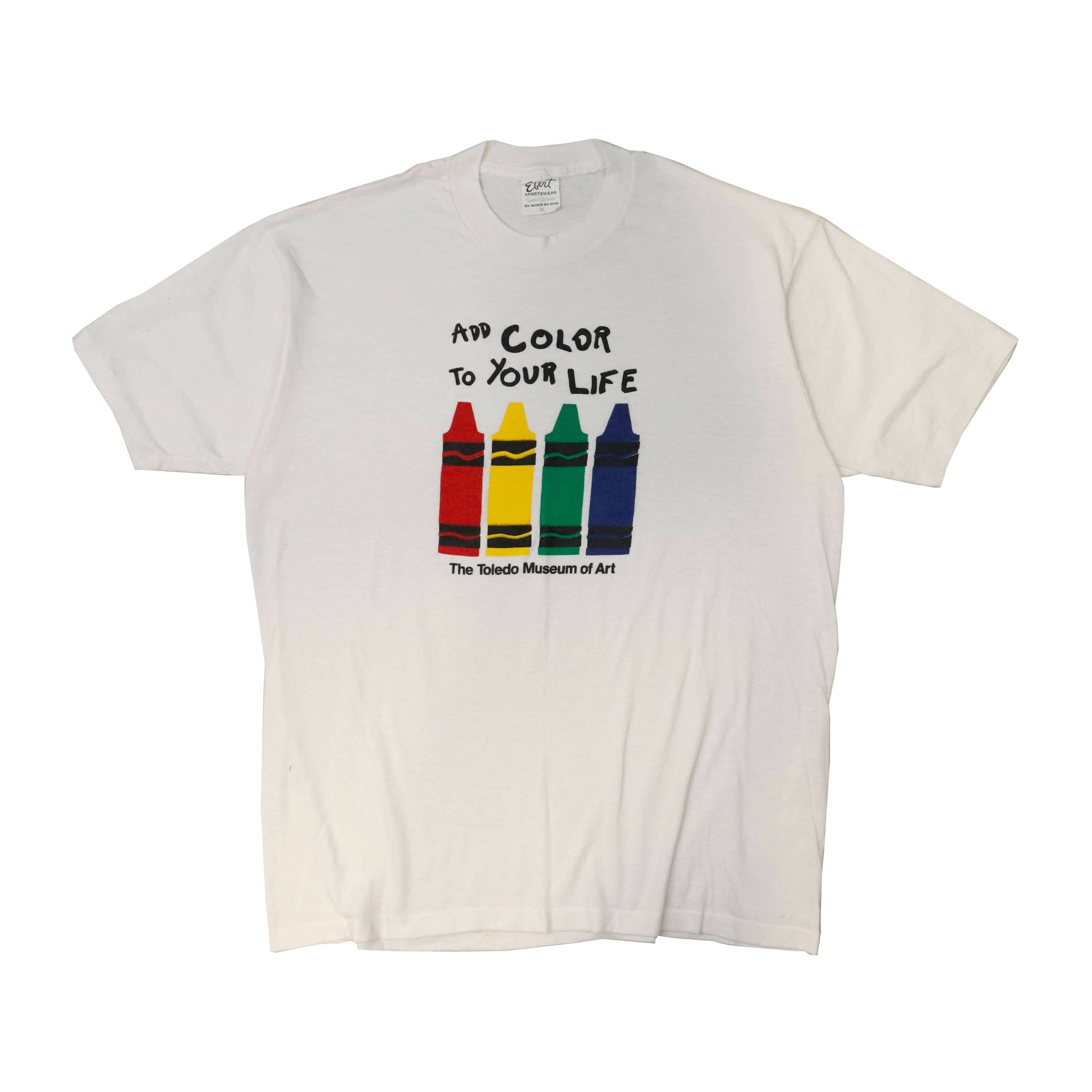 Vintage Art Add Color To Your Life Crayon Graphic T-Shirt Size XL FAIF.CA 