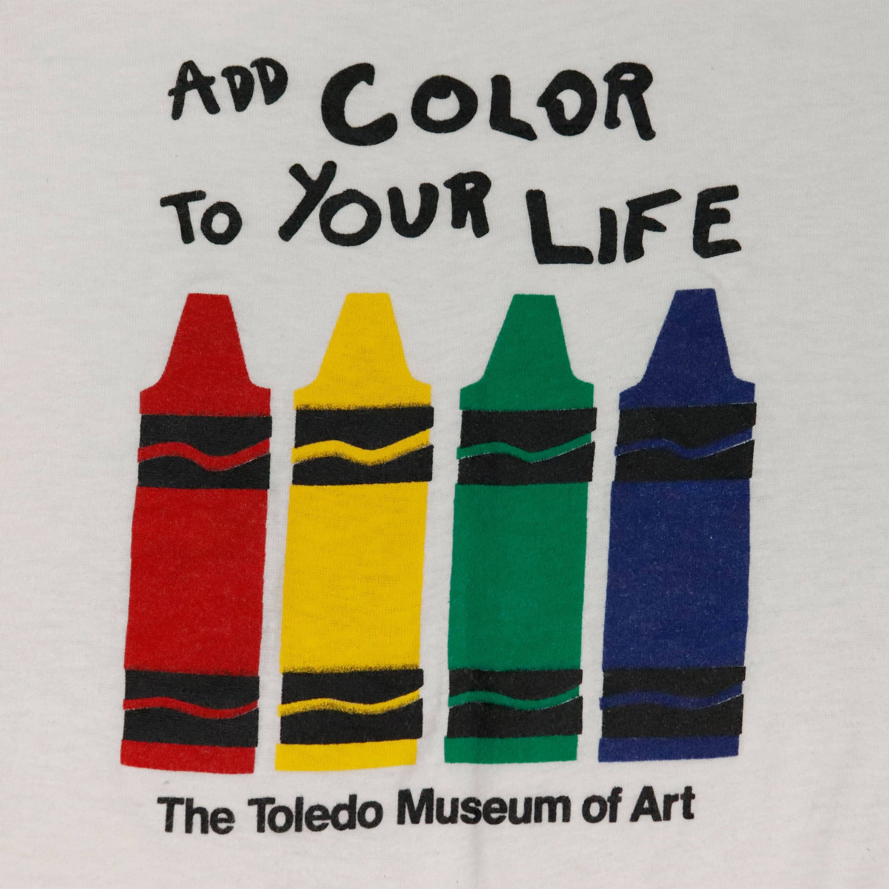 Vintage Art Add Color To Your Life Crayon Graphic T-Shirt Size XL FAIF.CA 