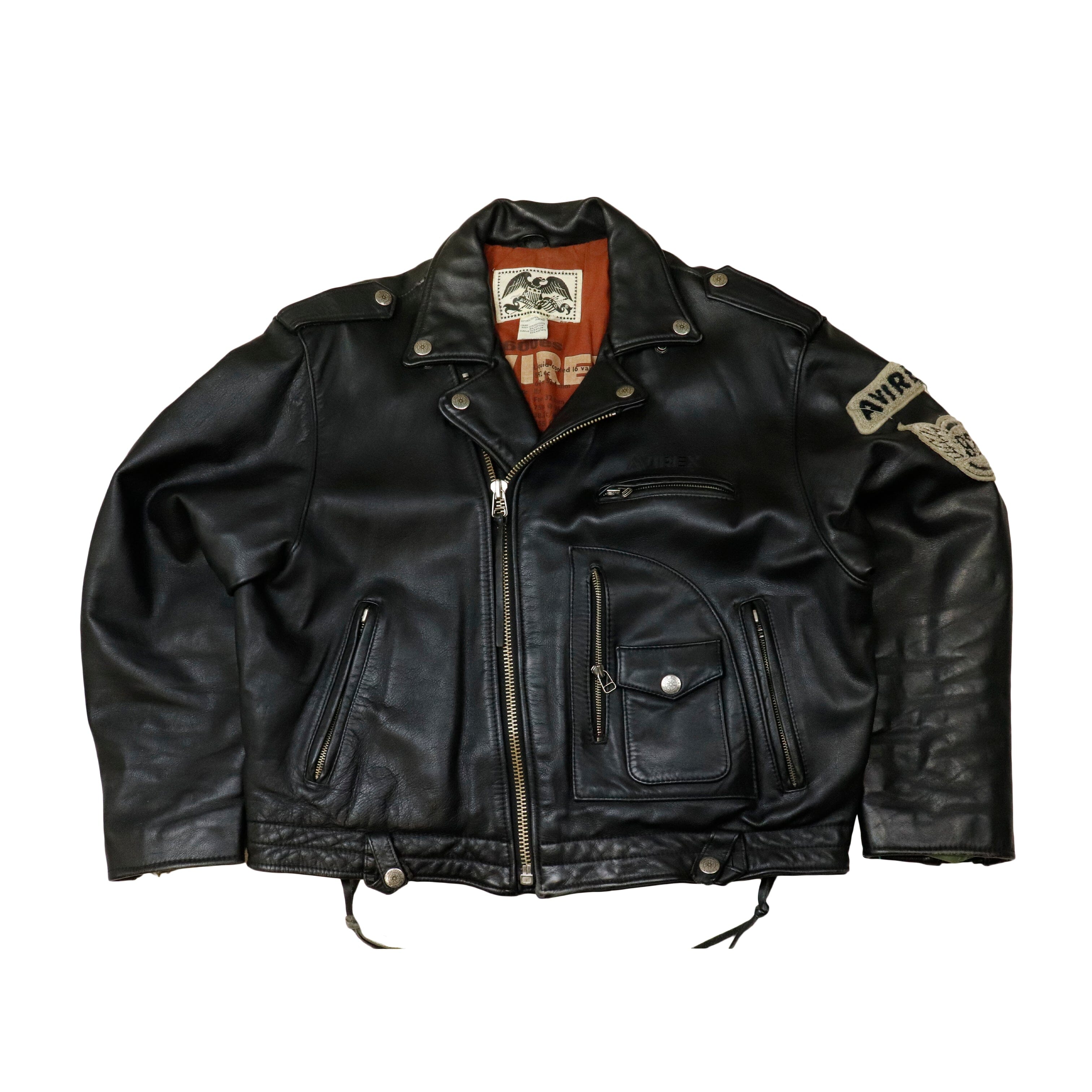 Vintage Avirex Daytona 92 World Championship Motorcycle Leather Jacket Size XL Biker Black Patches Avirex 