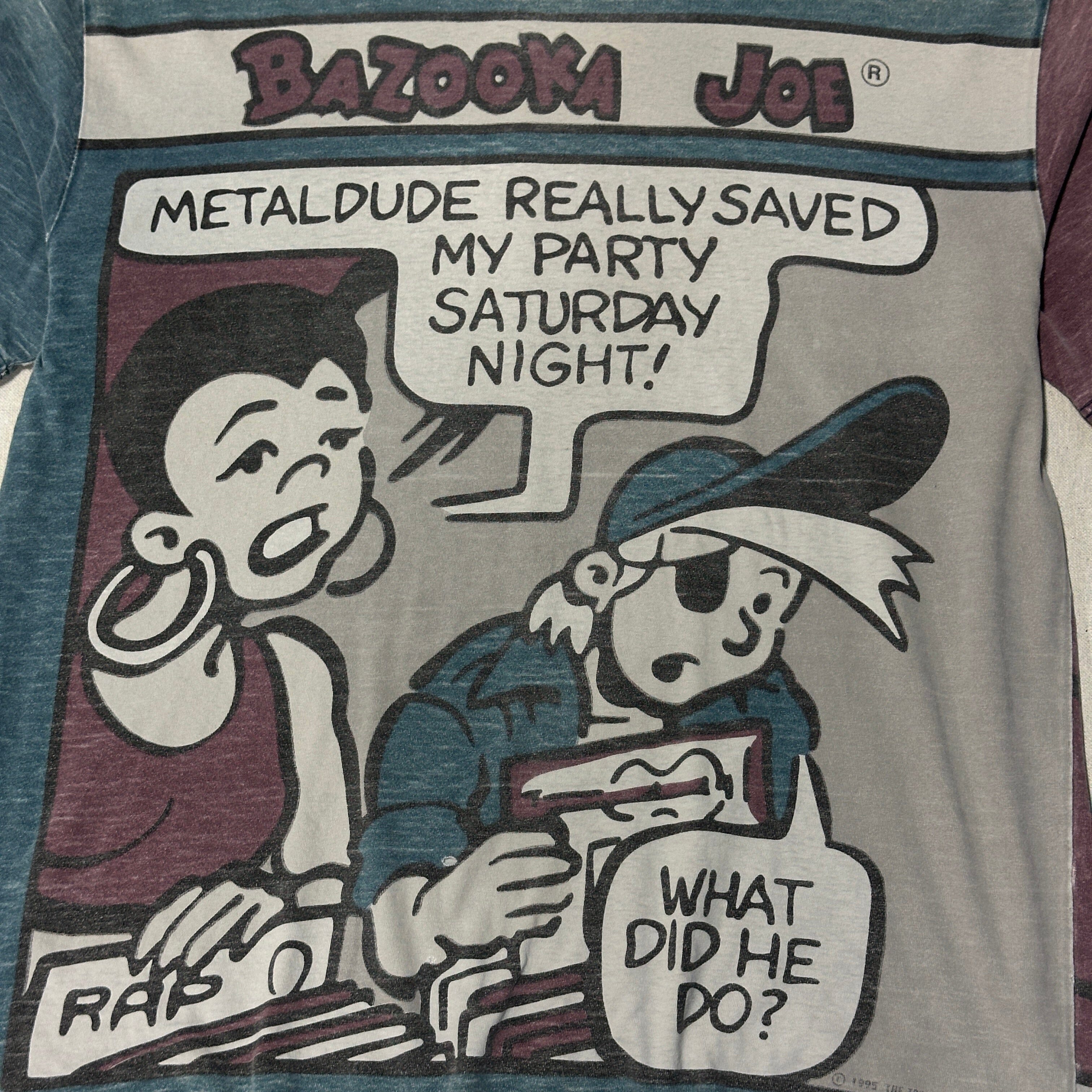 Vintage Bazooka Joe Comic Graphic T-Shirt Size S aop 90s FAIF.CA 