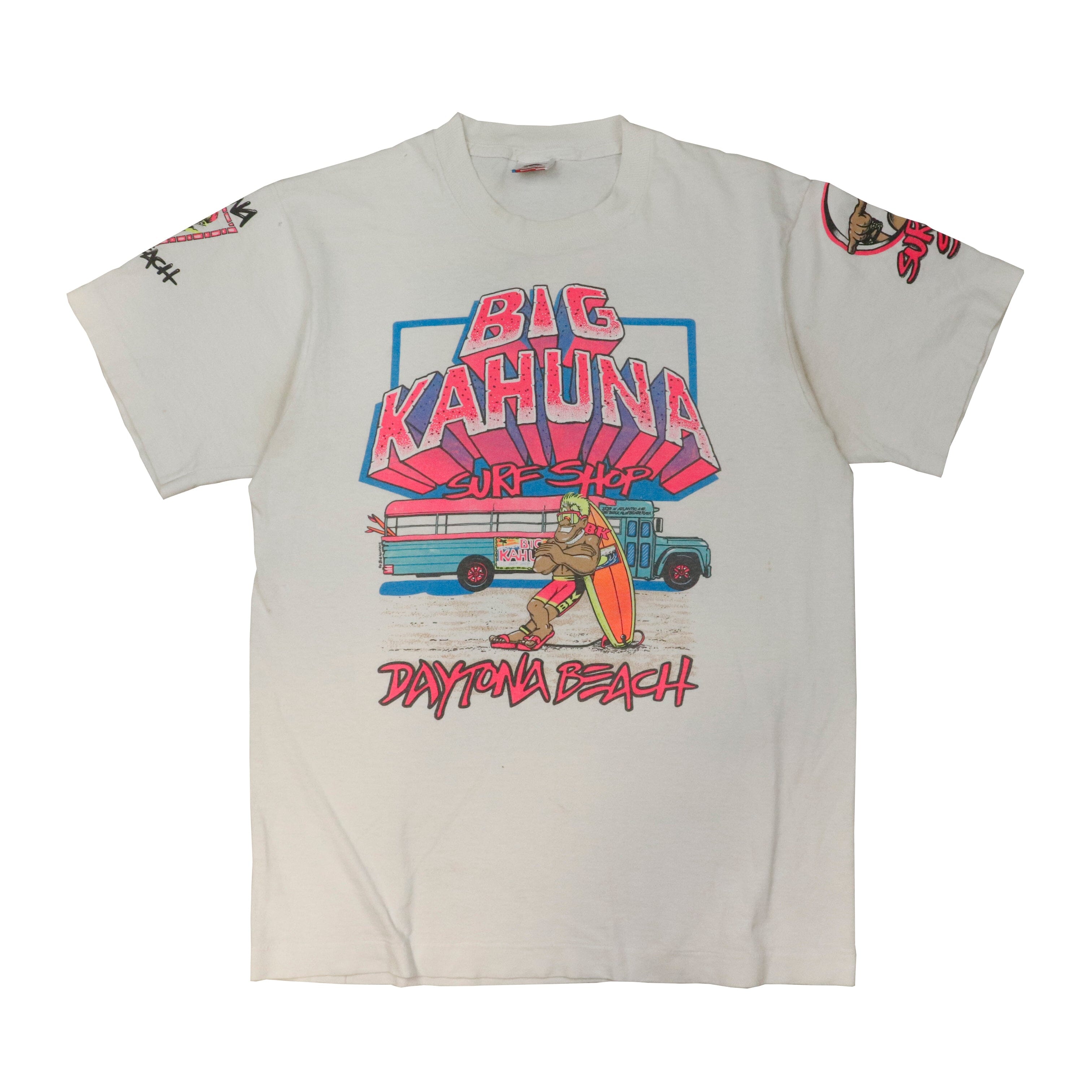 Vintage Big Kahuna Surf Daytona Beach White T-Shirt Size M Fruit of the Loom 