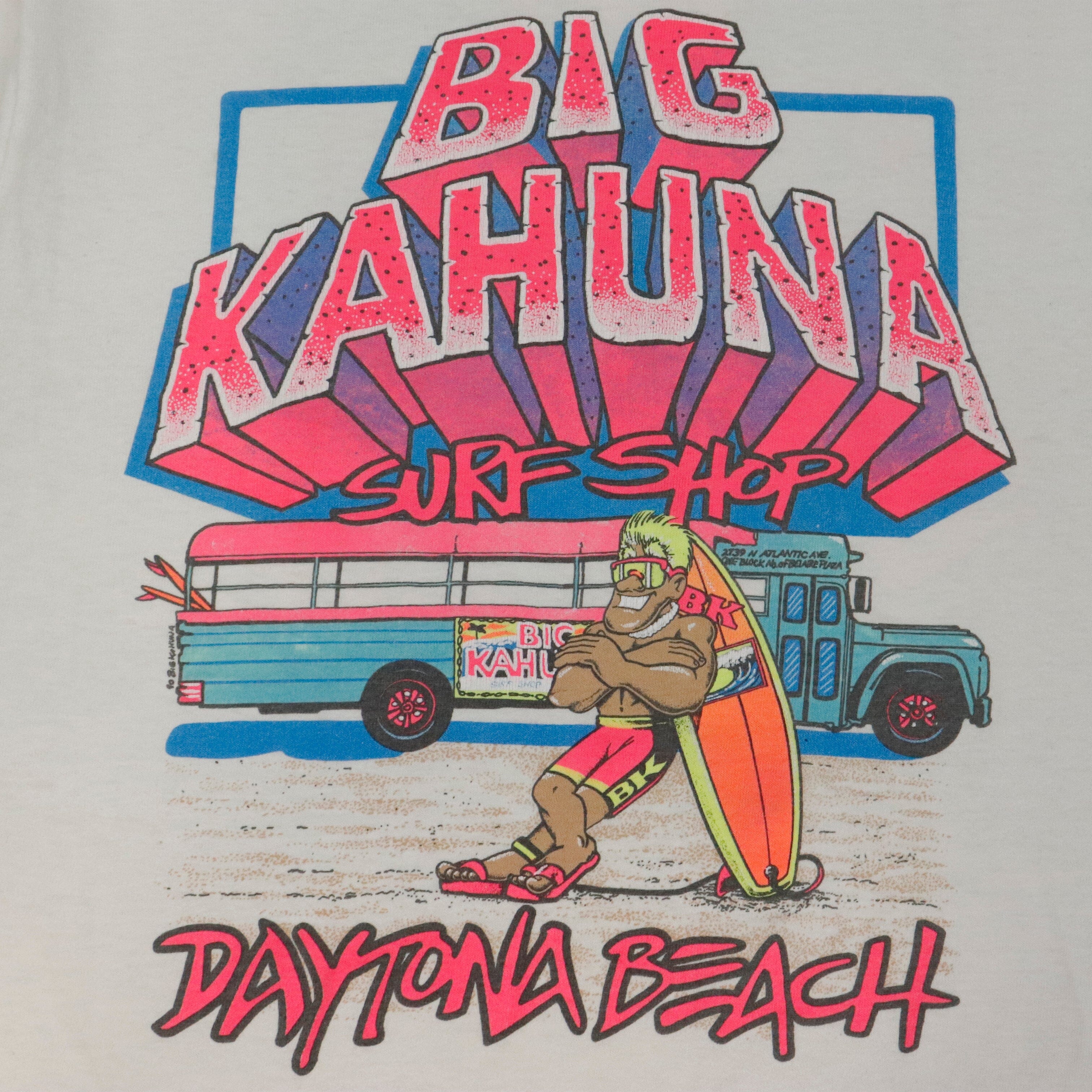 Vintage Big Kahuna Surf Daytona Beach White T-Shirt Size M Fruit of the Loom 