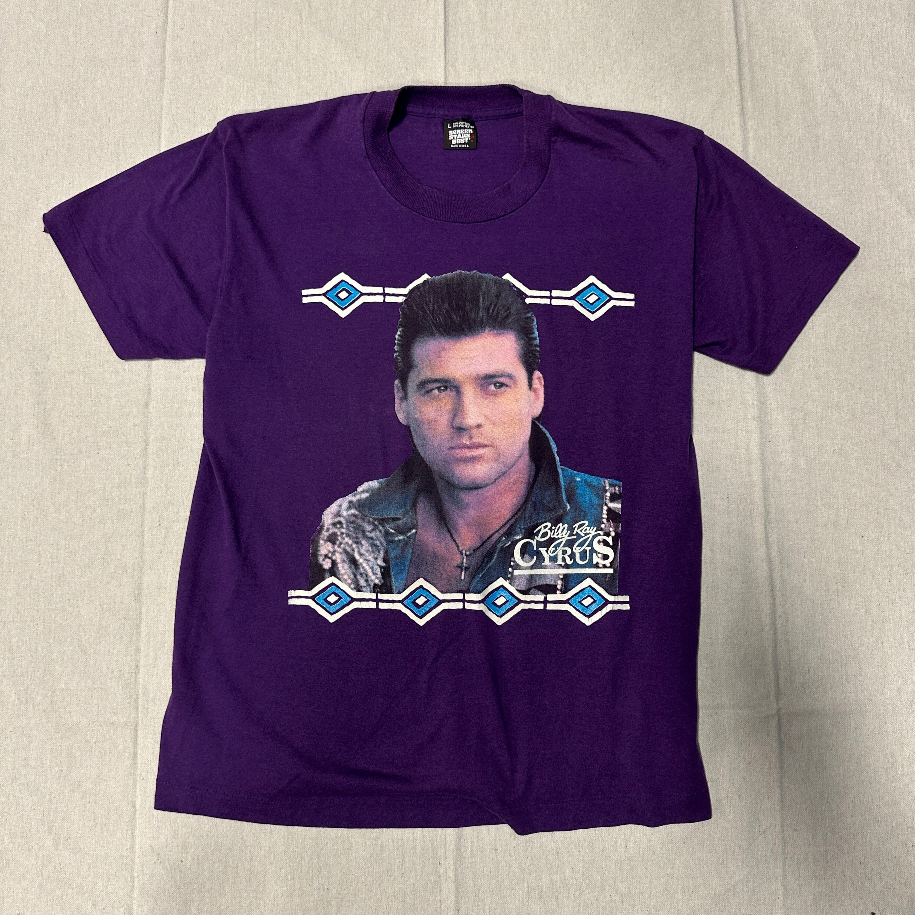Vintage Billy Ray Cyrus Graphic Purple T-Shirt Size L FAIF.CA 