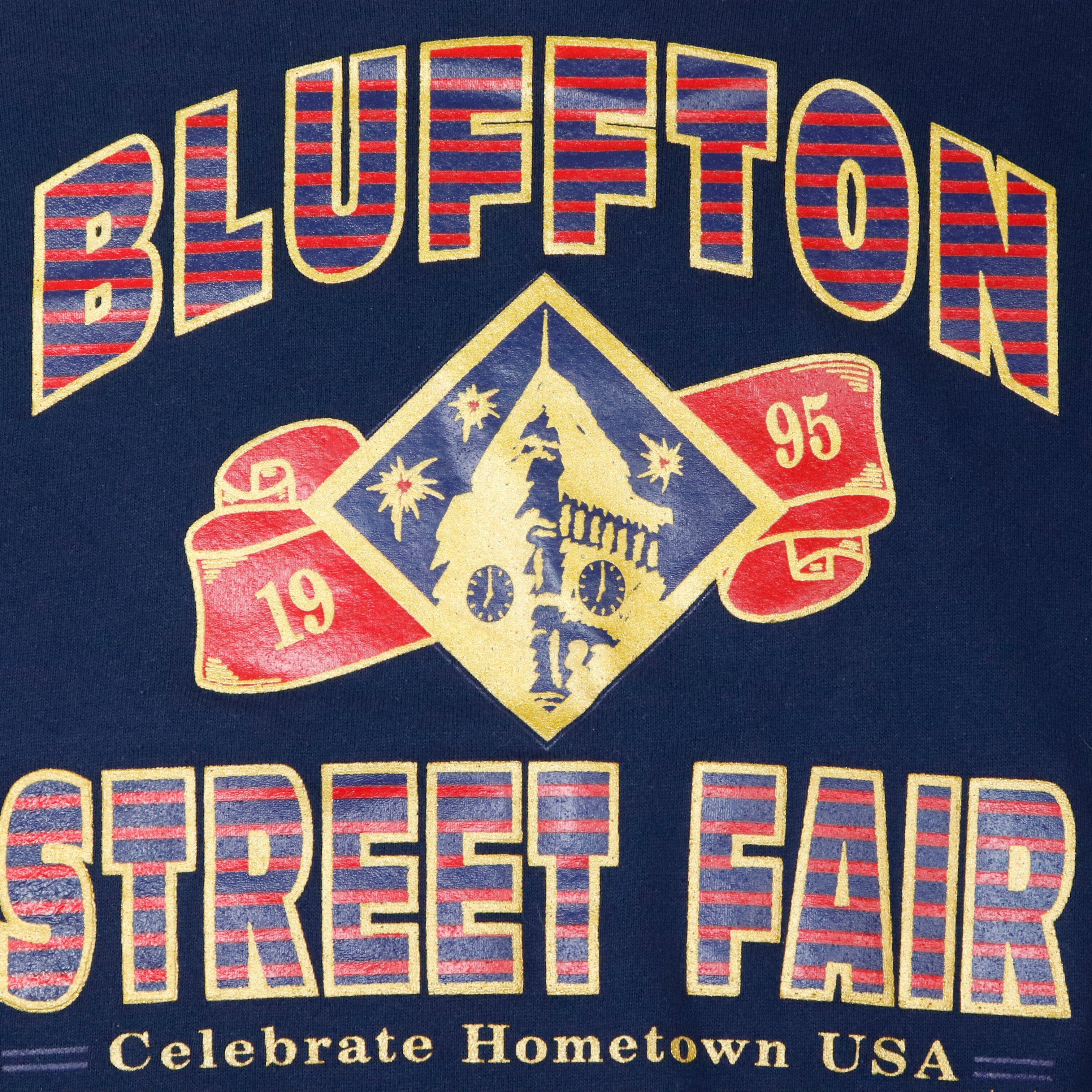 Vintage Bluffton Street Fair Navy Crewneck Size XL Jerzees 