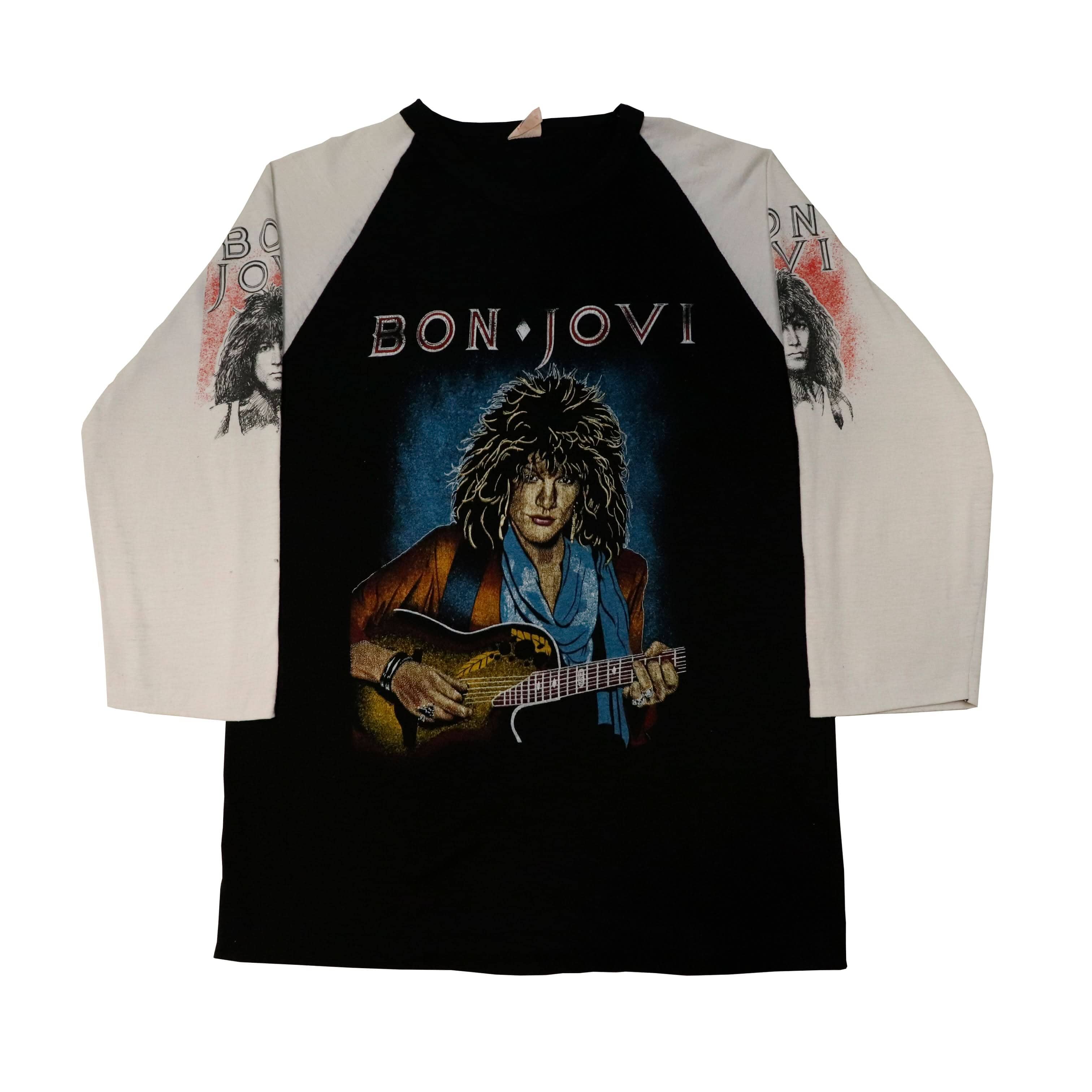 Vintage Bon Jovi Graphic Raglan Band T-Shirt Size XL FAIF.CA 