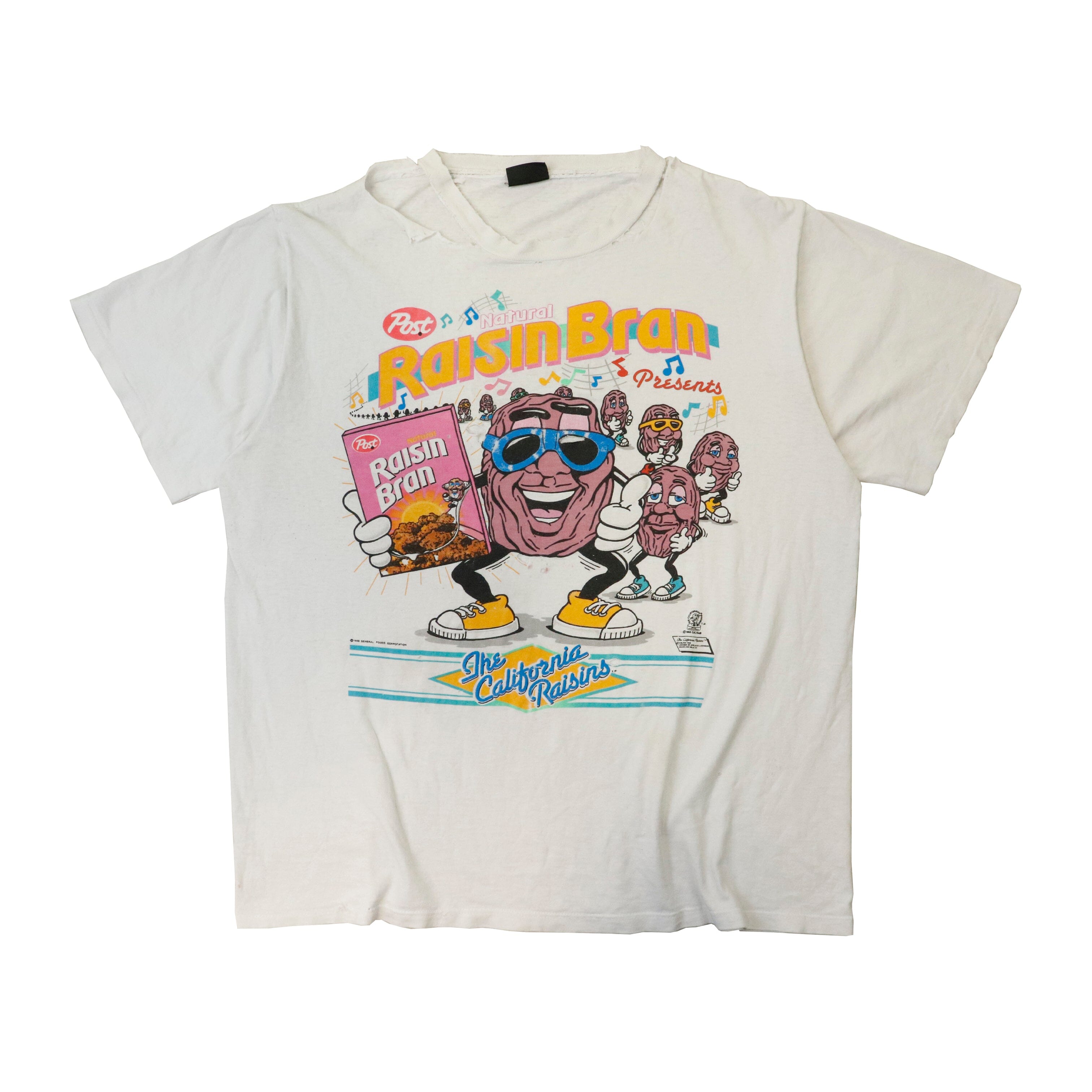 Vintage California Raisins Thrashed Post Raisin Bran Graphic T-Shirt Size N/A 18658 