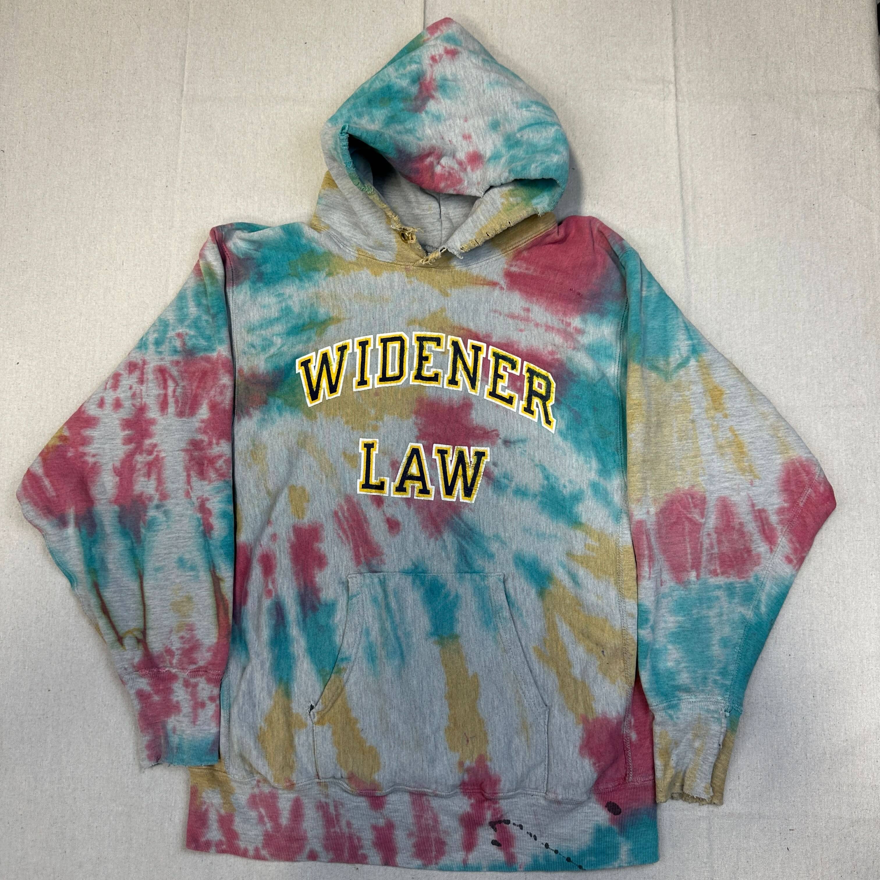 Vintage Champion 90s Reverse Weave Tie-Dye Widener Law Hoodie Size XL FAIF.CA 
