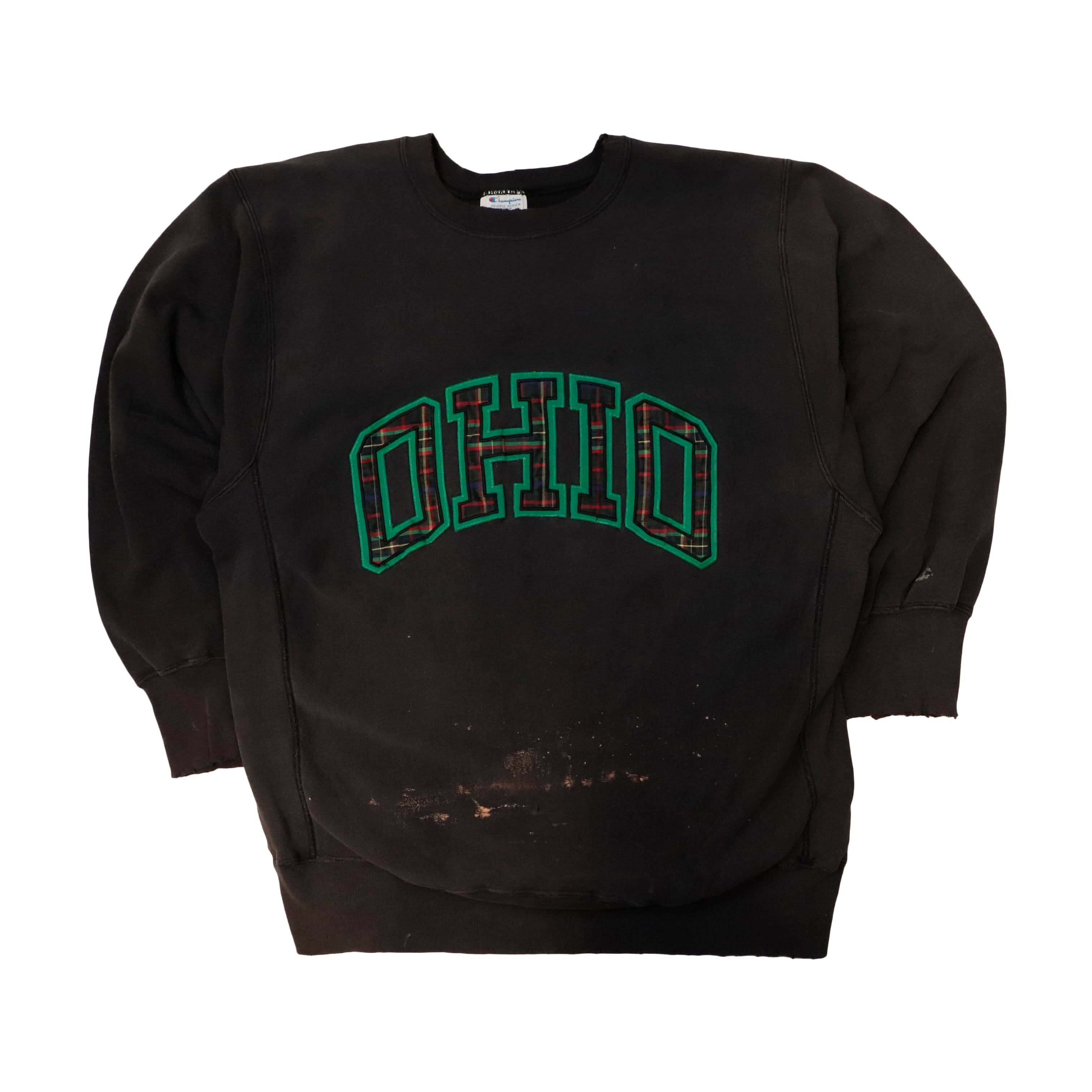 Vintage Champion Ohio Plaid Letter Crewneck Sweatshirt Size XXL FAIF.CA 