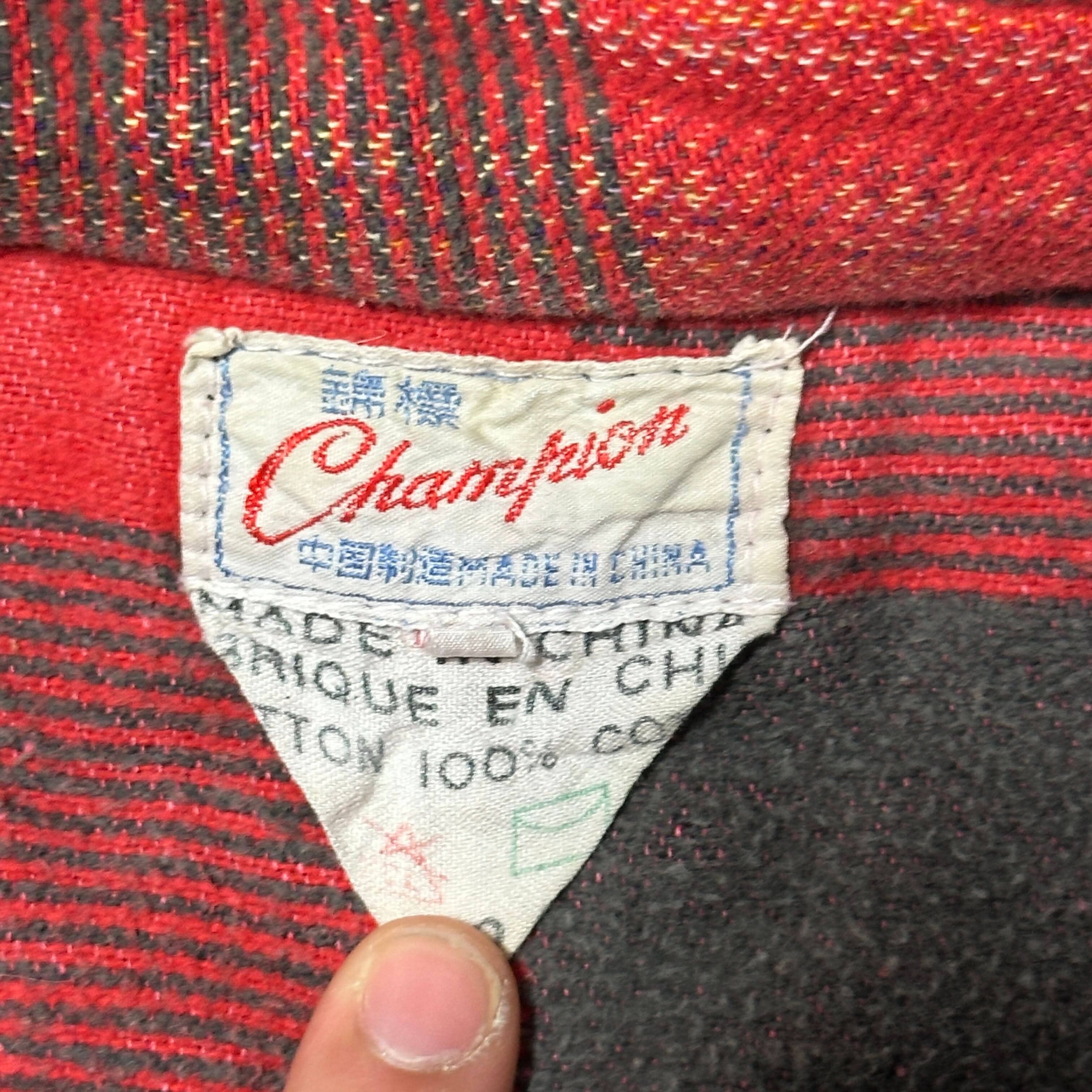 Vintage Champion Red Black Plaid Flannel Shirt Size L FAIF.CA 