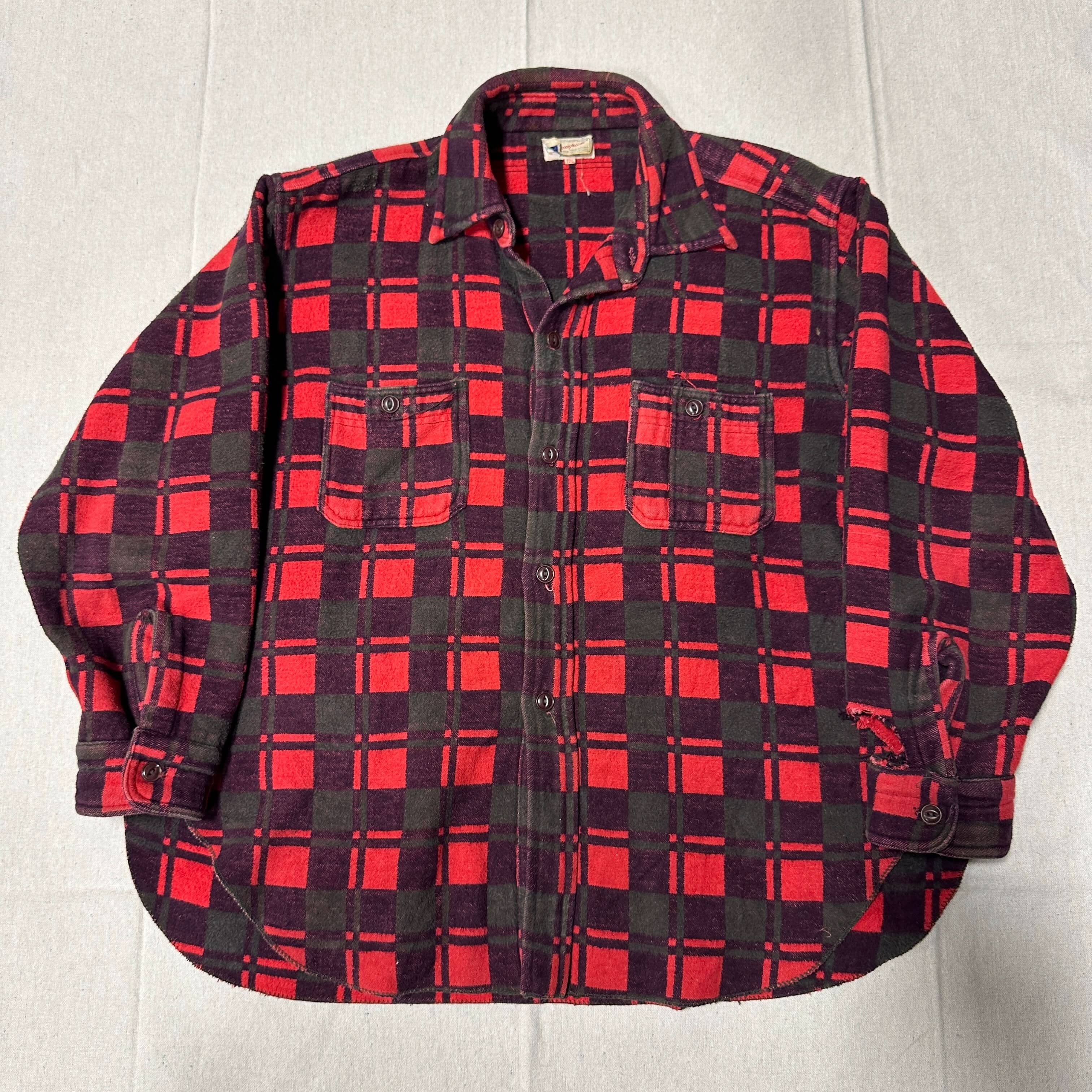 Vintage Champion Red Plaid Flannel Shirt Size 17 1/2 FAIF.CA 