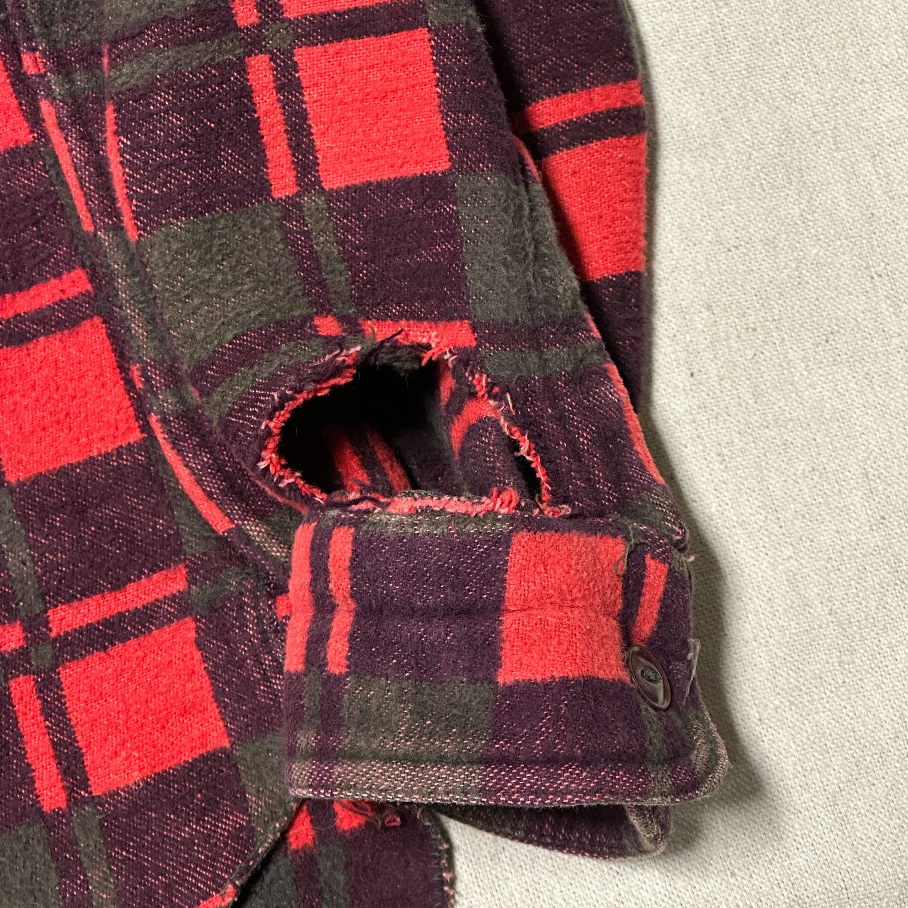 Vintage Champion Red Plaid Flannel Shirt Size 17 1/2 FAIF.CA 