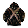 Vintage Christian Audigier Allover Graphic Zip Hoodie Size L FAIF.CA 