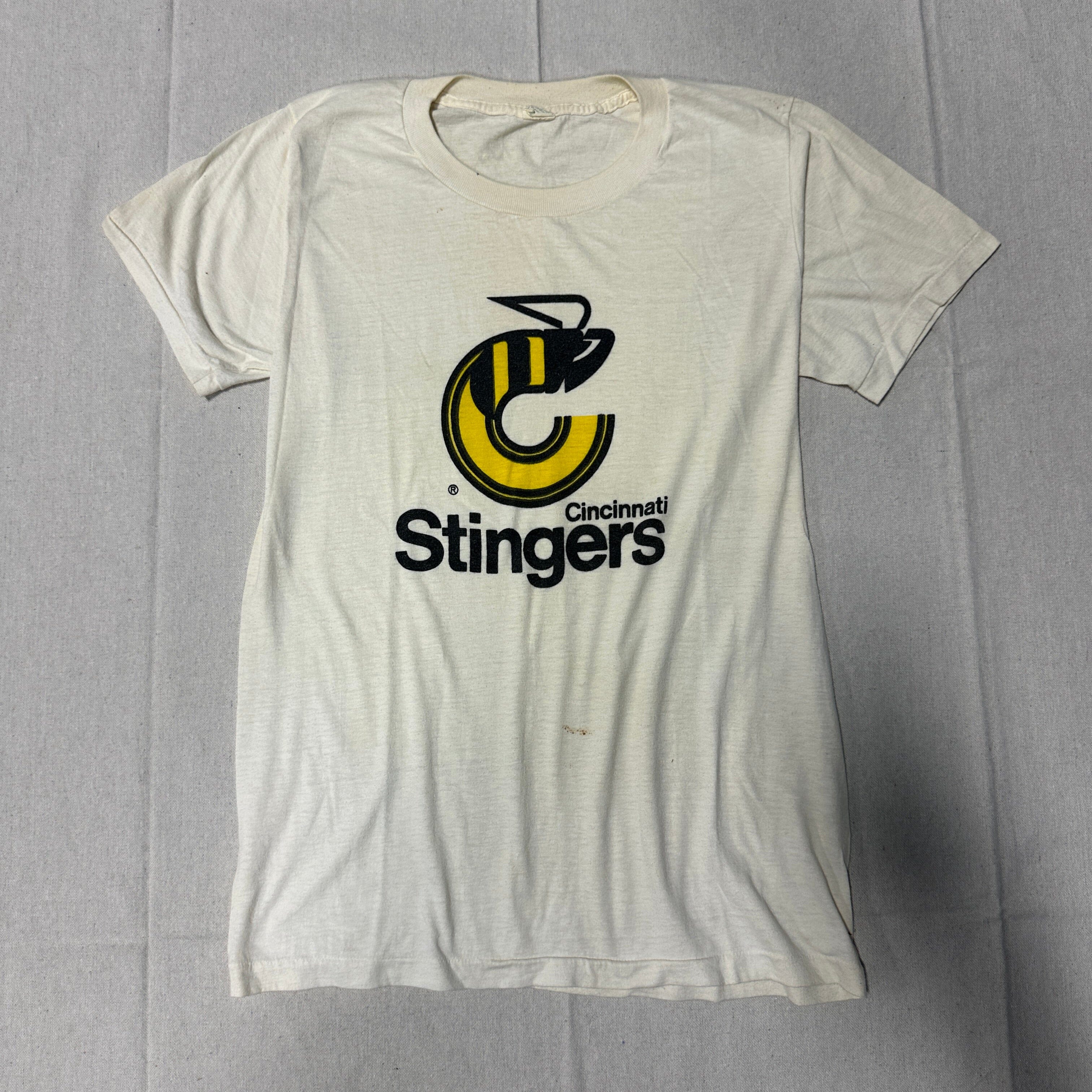 Vintage Cincinnati Stingers Graphic T-Shirt Size Large WHA Hockey 80s FAIF.CA 