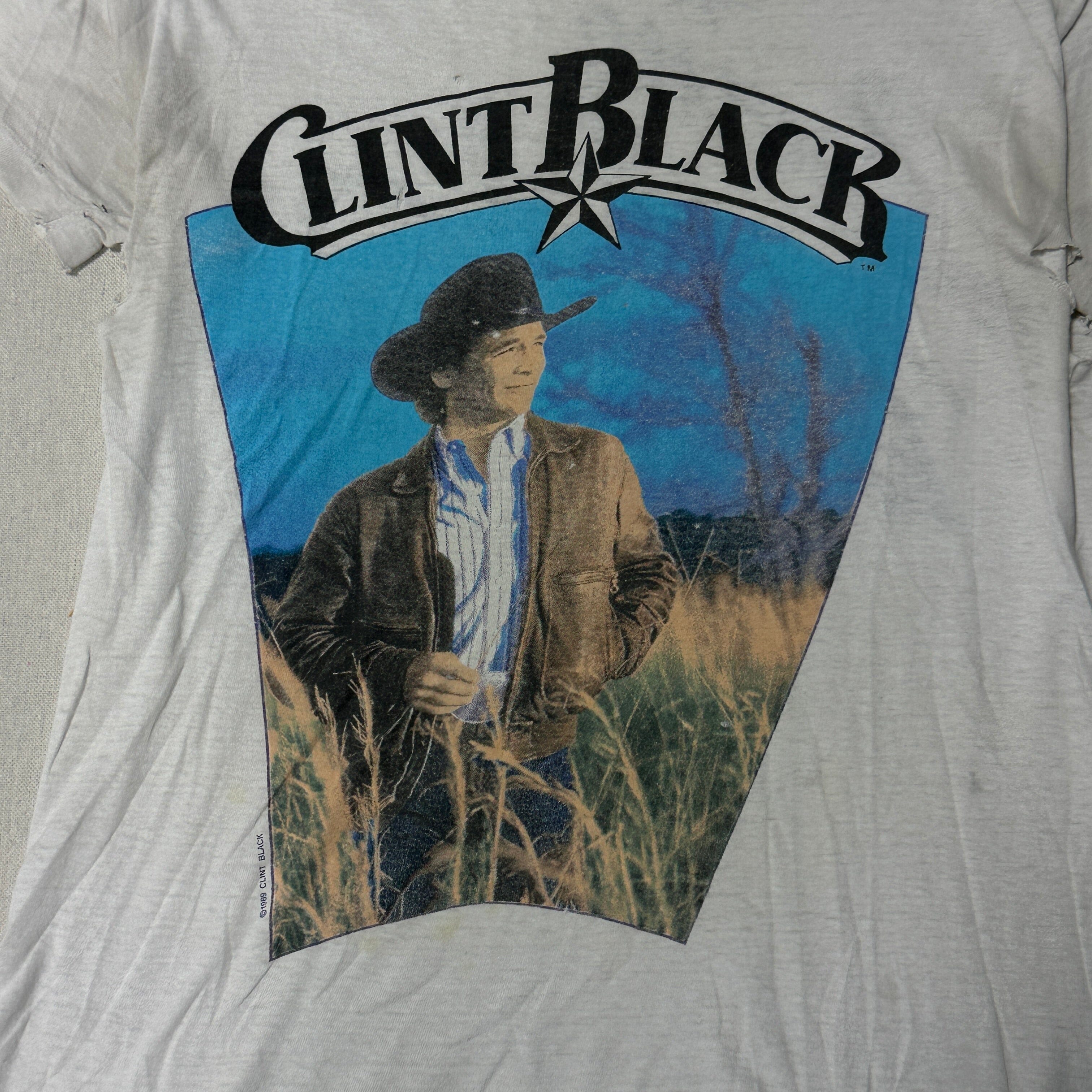 Vintage Clint Black Graphic Cowboy T-Shirt Size Small FAIF.CA 