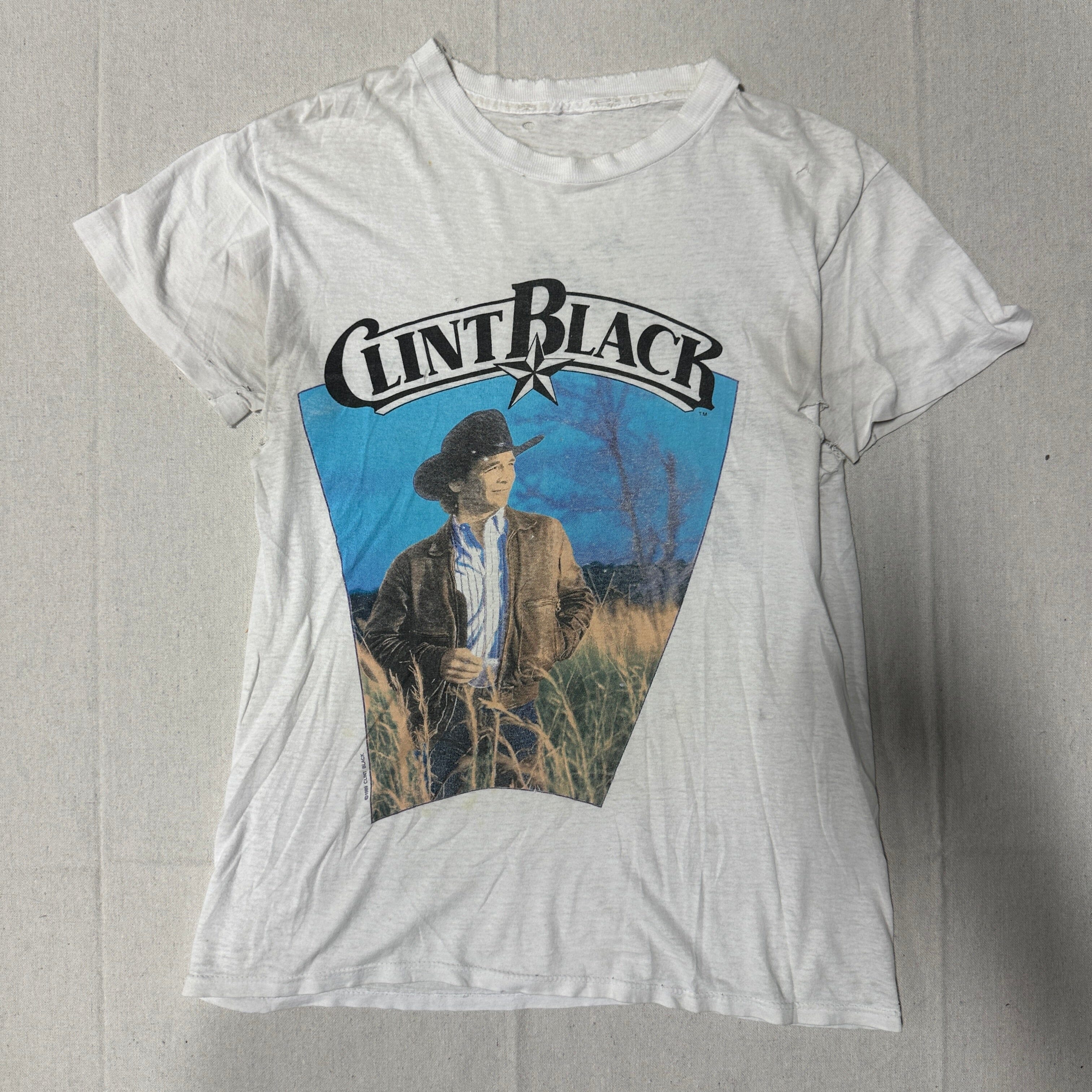 Vintage Clint Black Graphic Cowboy T-Shirt Size Small FAIF.CA 
