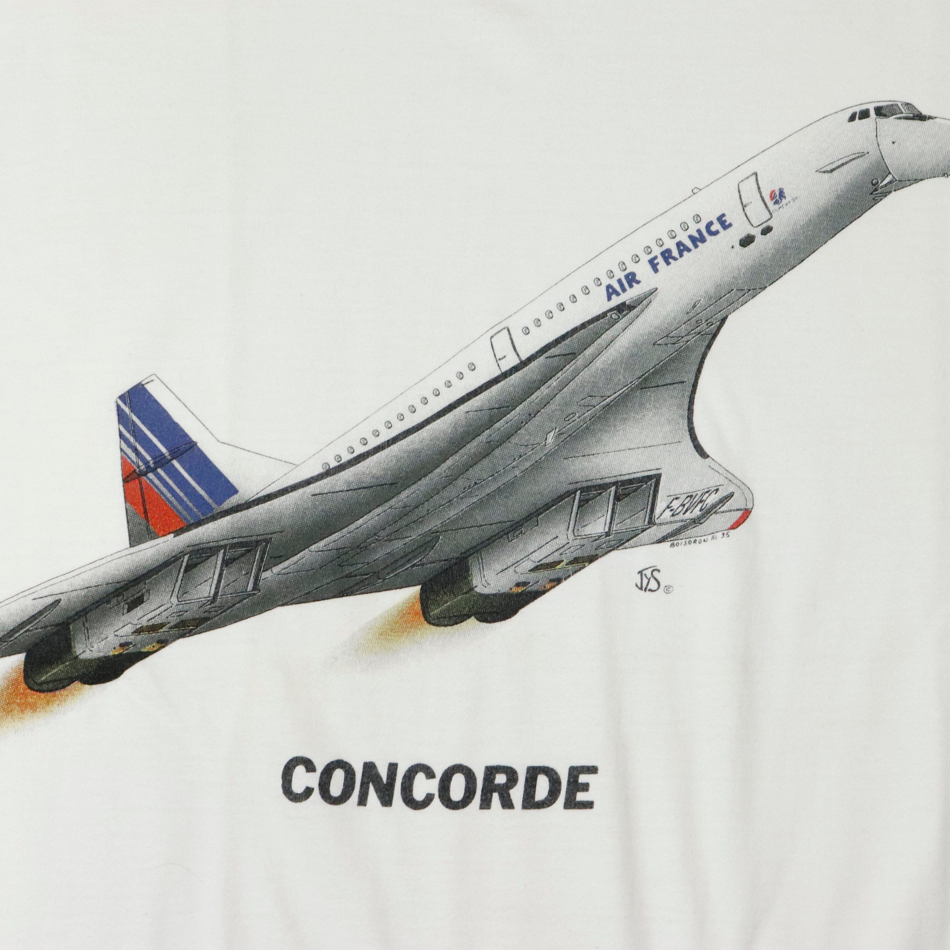 Vintage Concorde Air France Plane Flight Graphic T-Shirt Size M B&C 