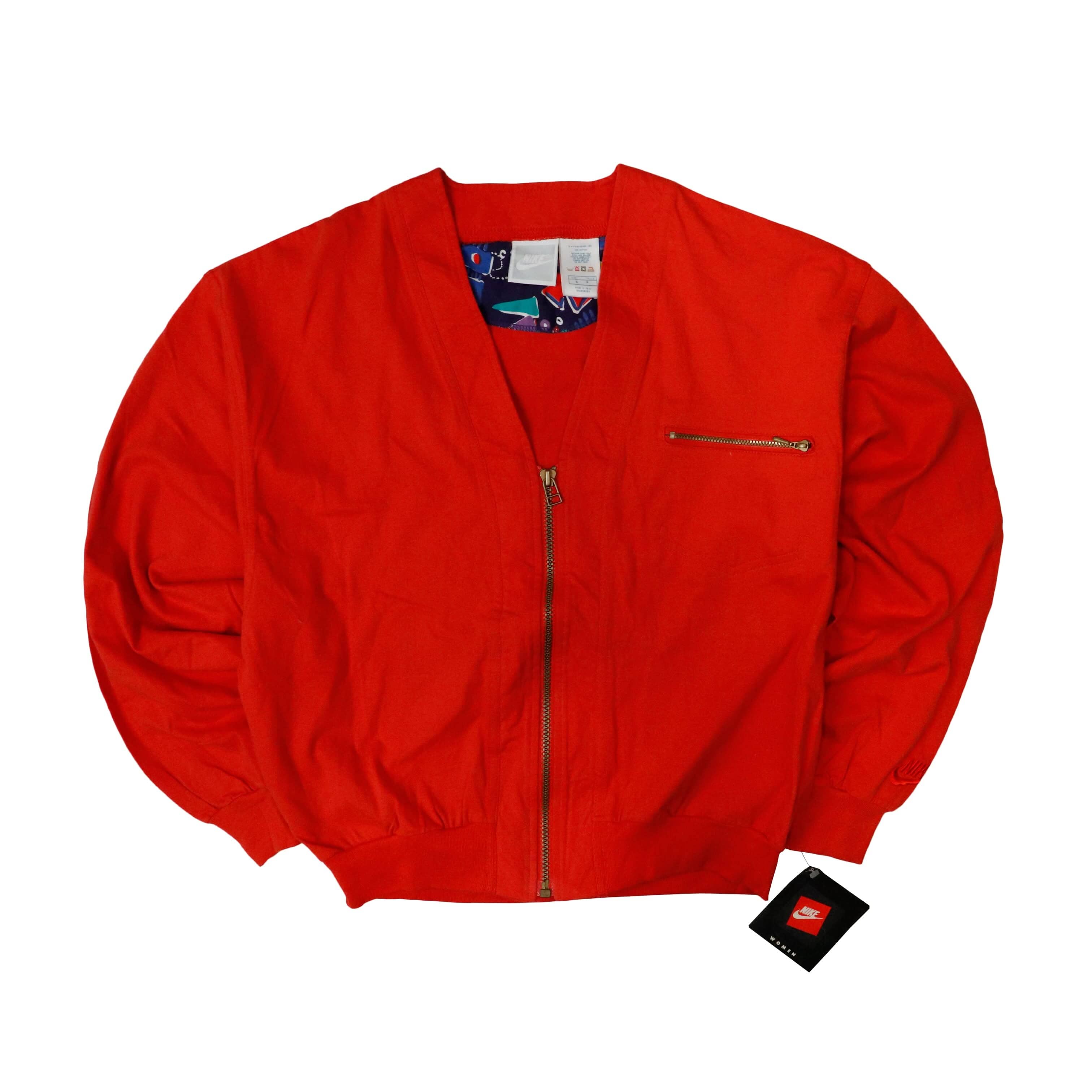 Vintage Deadstock 80s Nike Red Zip Front Jacket Size S FAIF.CA 
