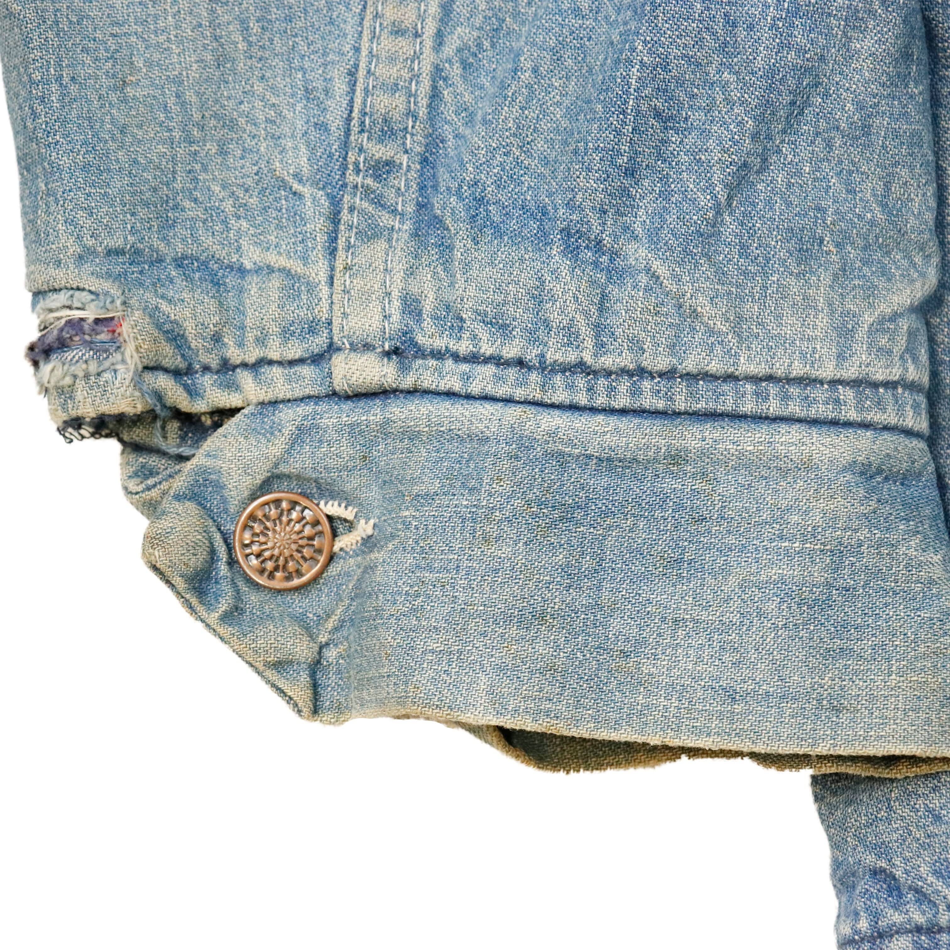 Vintage Dee Cee Corduroy Collar Denim Chore Jacket Size L 60s FAIF.CA 