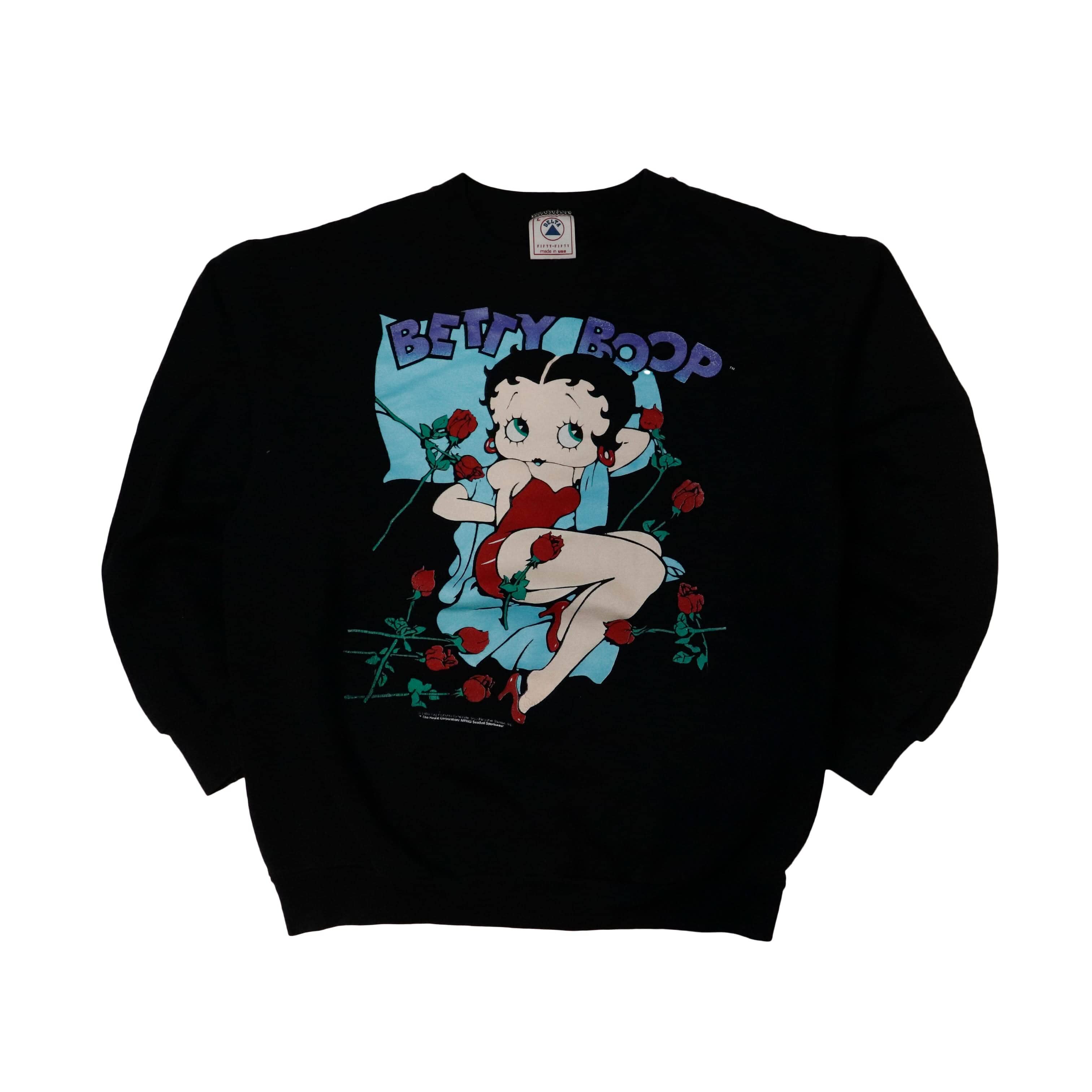Vintage Delta Betty Boop Graphic Sweatshirt Size L 80s FAIF.CA 