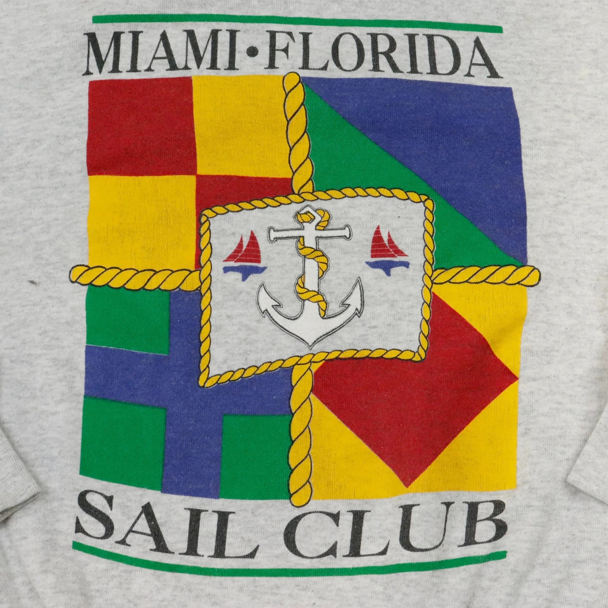 Vintage Delta Miami Florida Sail Club Grey Crewneck Sweatshirt Size XL Delta 