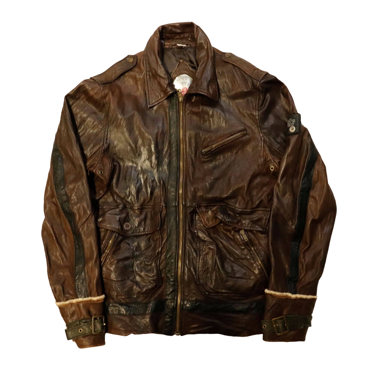 Vintage Diesel distressed leather jacket 90s designer rare – FAIF.CA