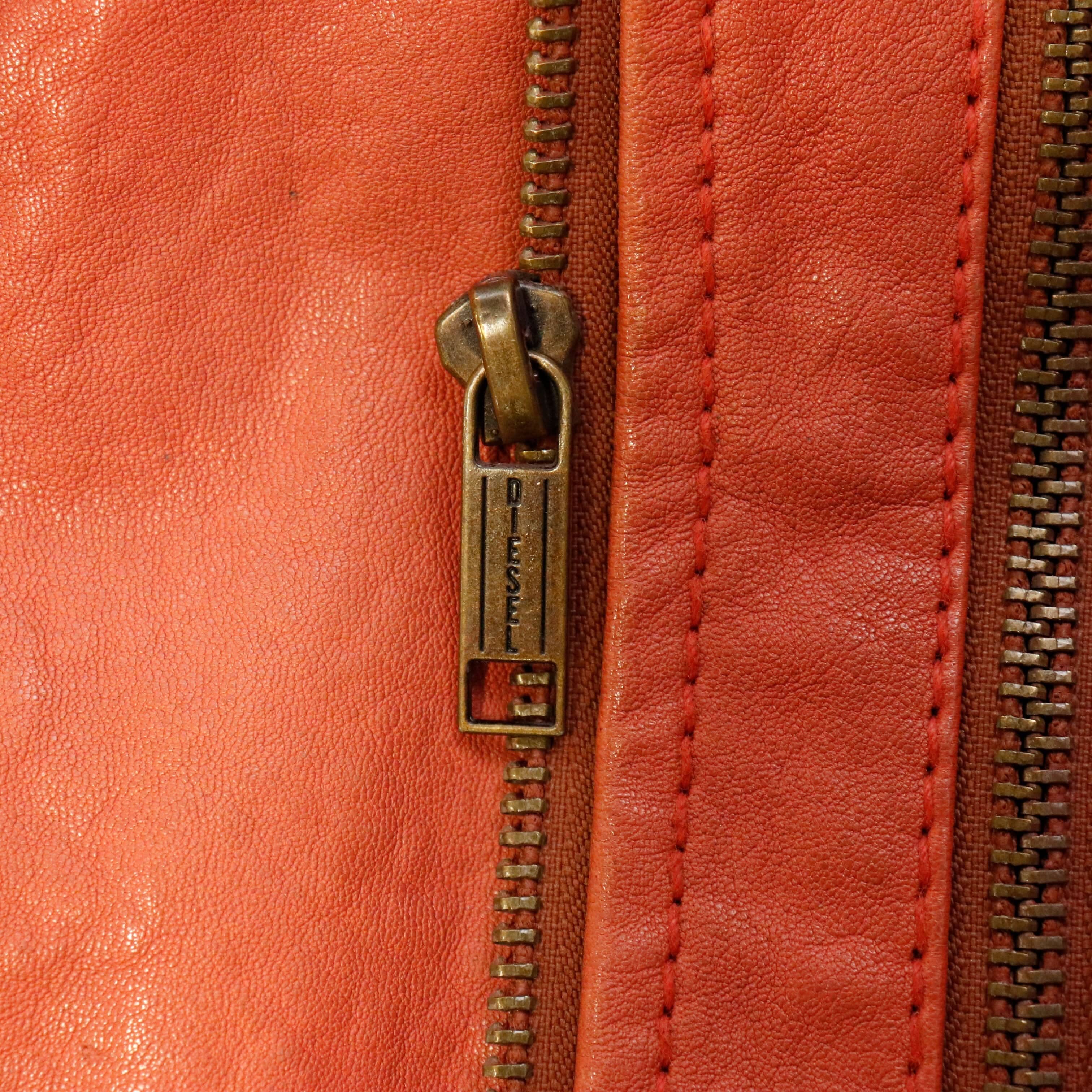 Vintage Diesel lace-up leather moto jacket FAIF.CA 