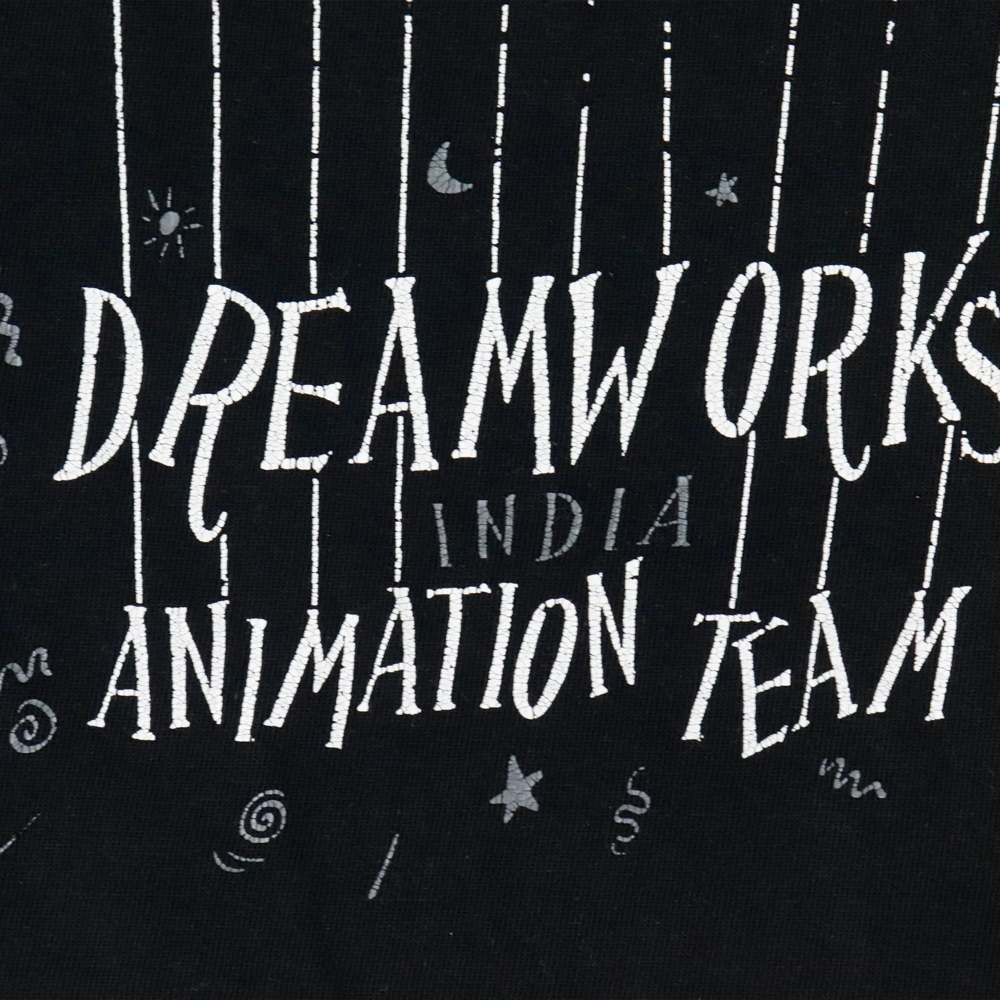 Vintage Dreamworks Animation Team India Black T-Shirt L disney Ché 