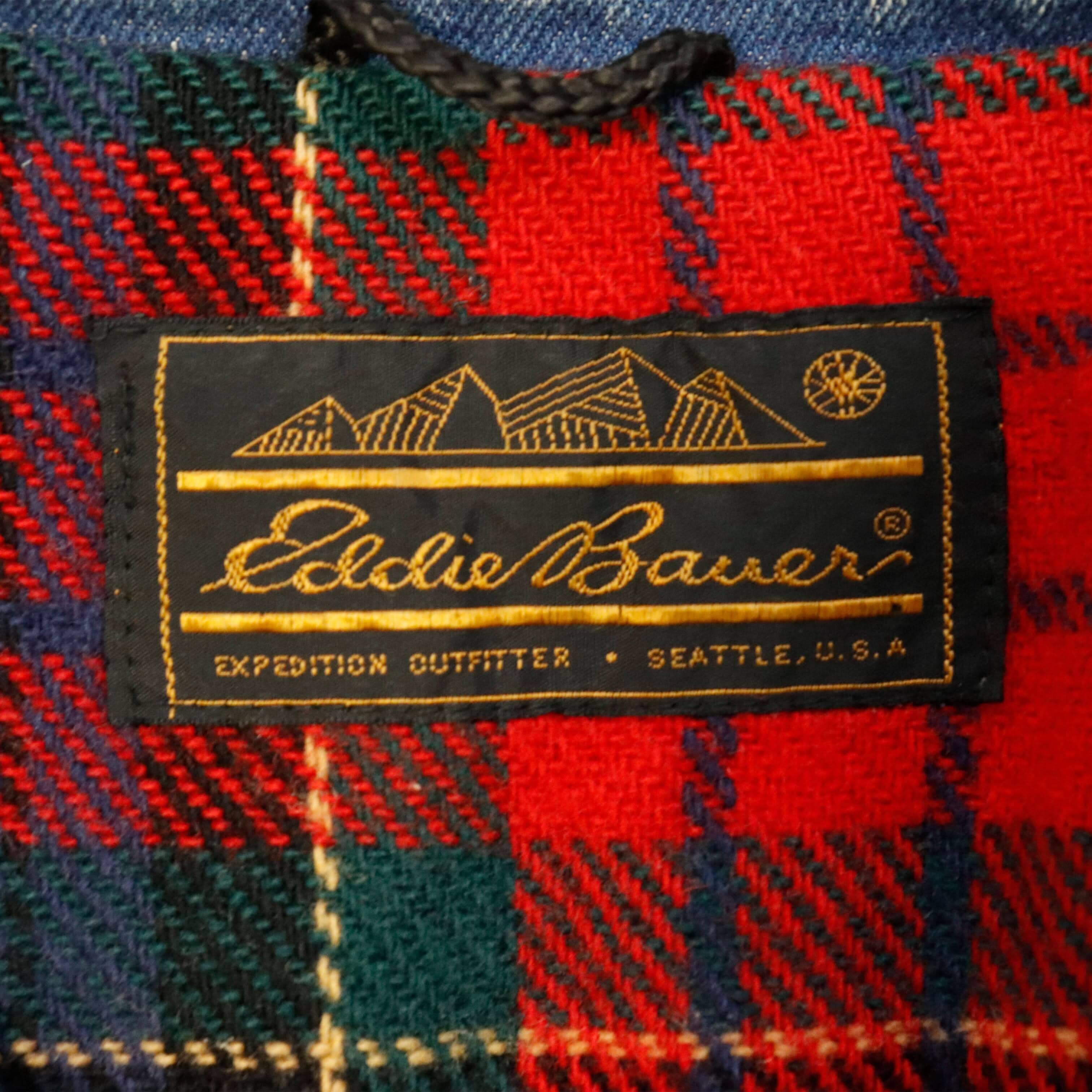 Vintage Eddie Bauer Corduroy Collar Denim Jacket 90s distressed FAIF.CA 