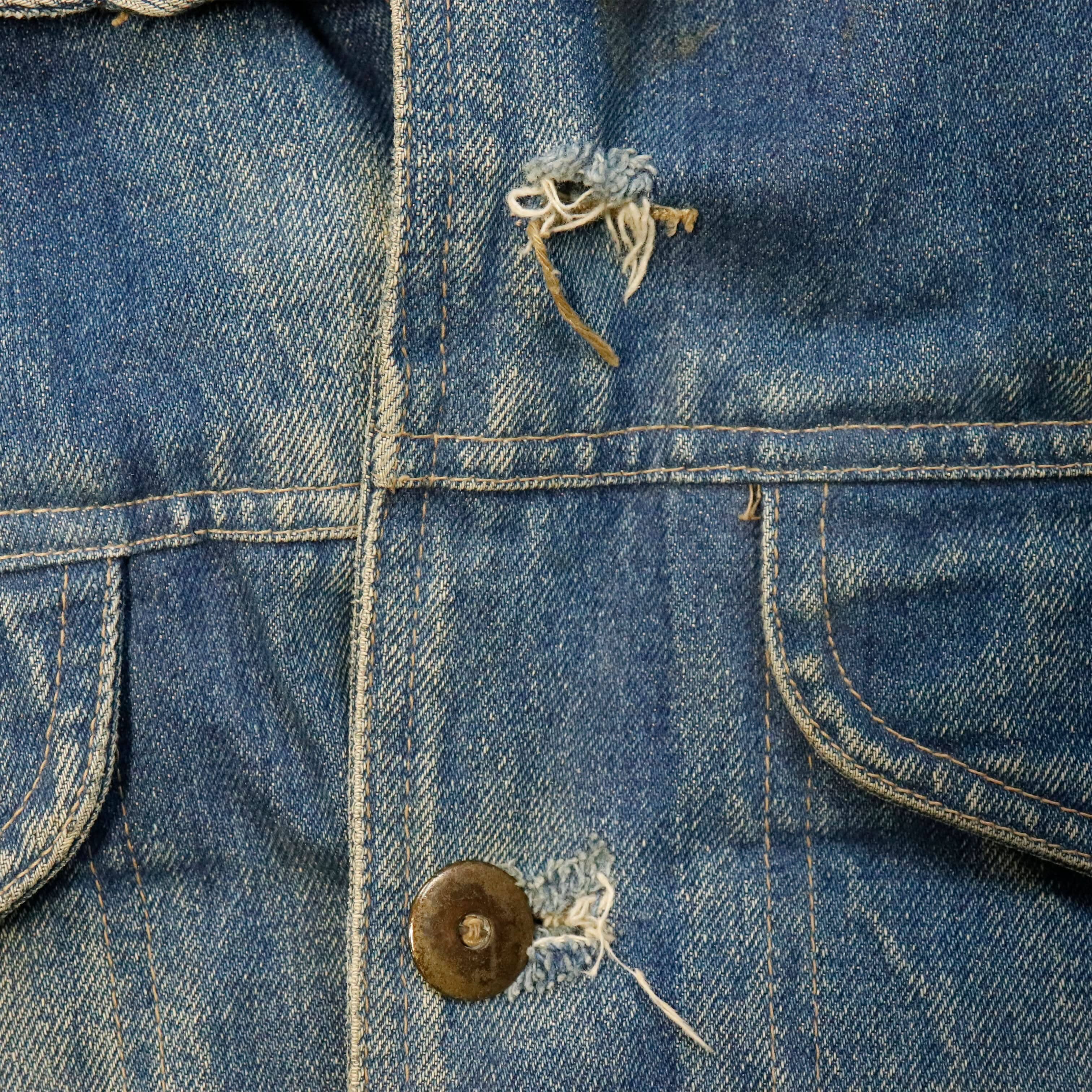 Vintage Eddie Bauer Corduroy Collar Denim Jacket 90s distressed FAIF.CA 