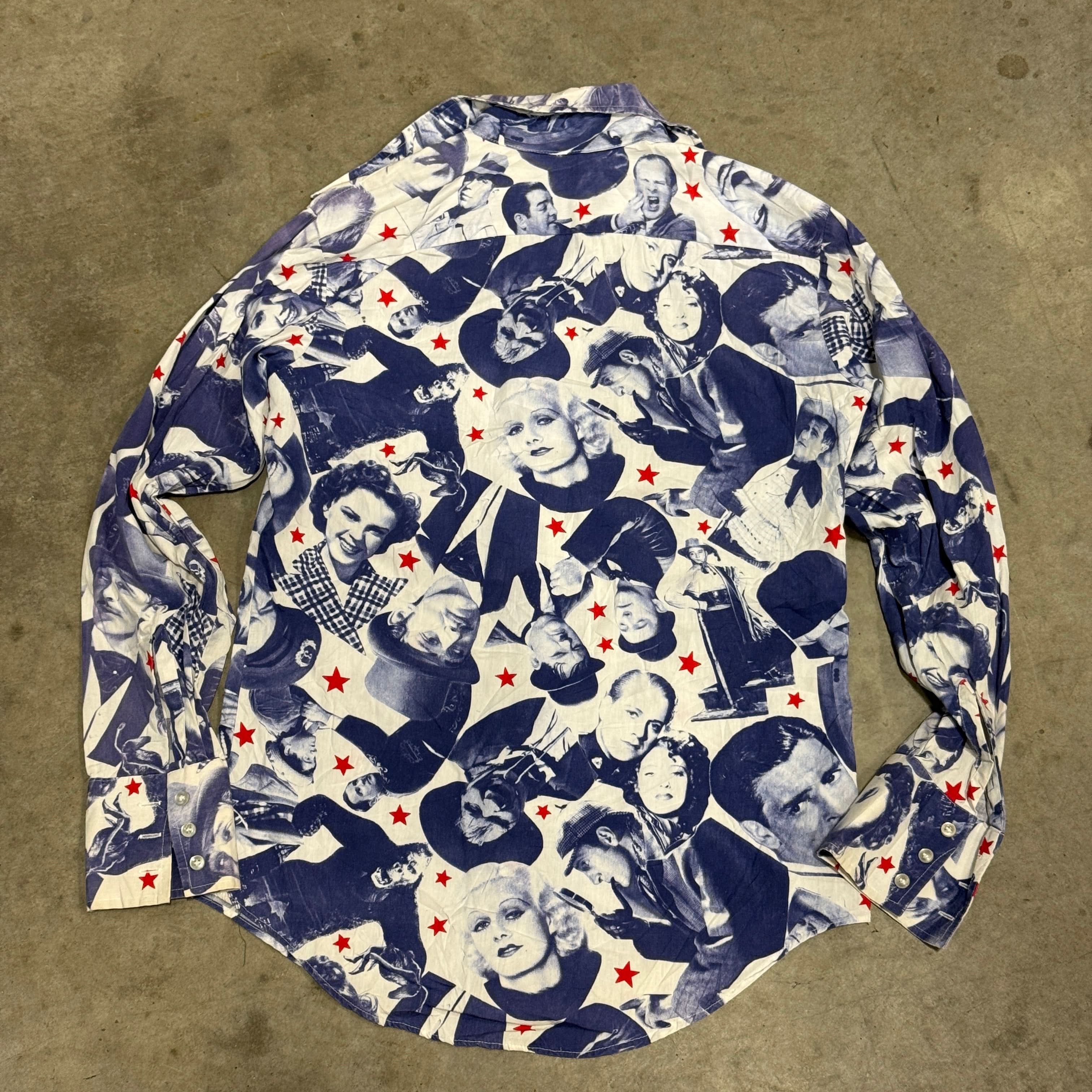 Vintage Expressions by Campus Hollywood Faces Print Button-Up Shirt Size M FAIF.CA 