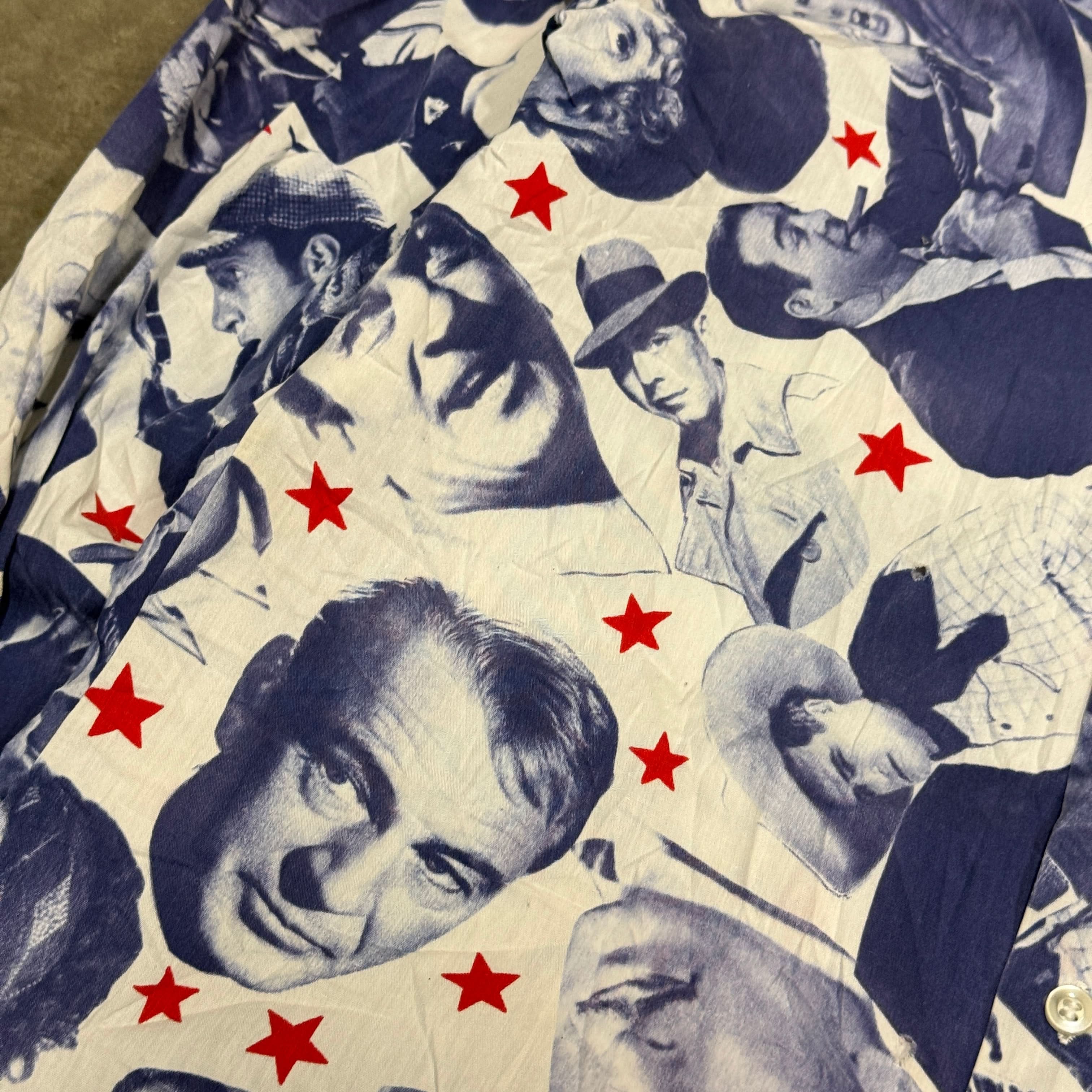 Vintage Expressions by Campus Hollywood Faces Print Button-Up Shirt Size M FAIF.CA 