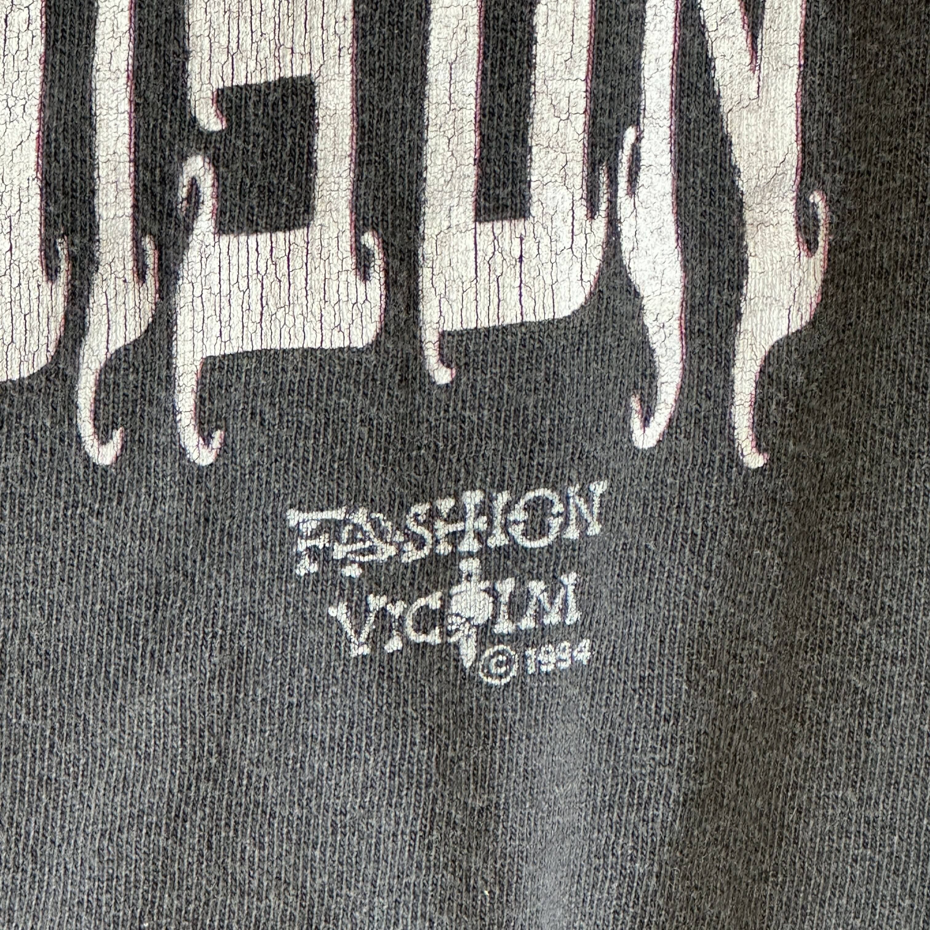 Vintage Fashion Victim Skeleton Bar Graphic T-Shirt Size L FAIF.CA 