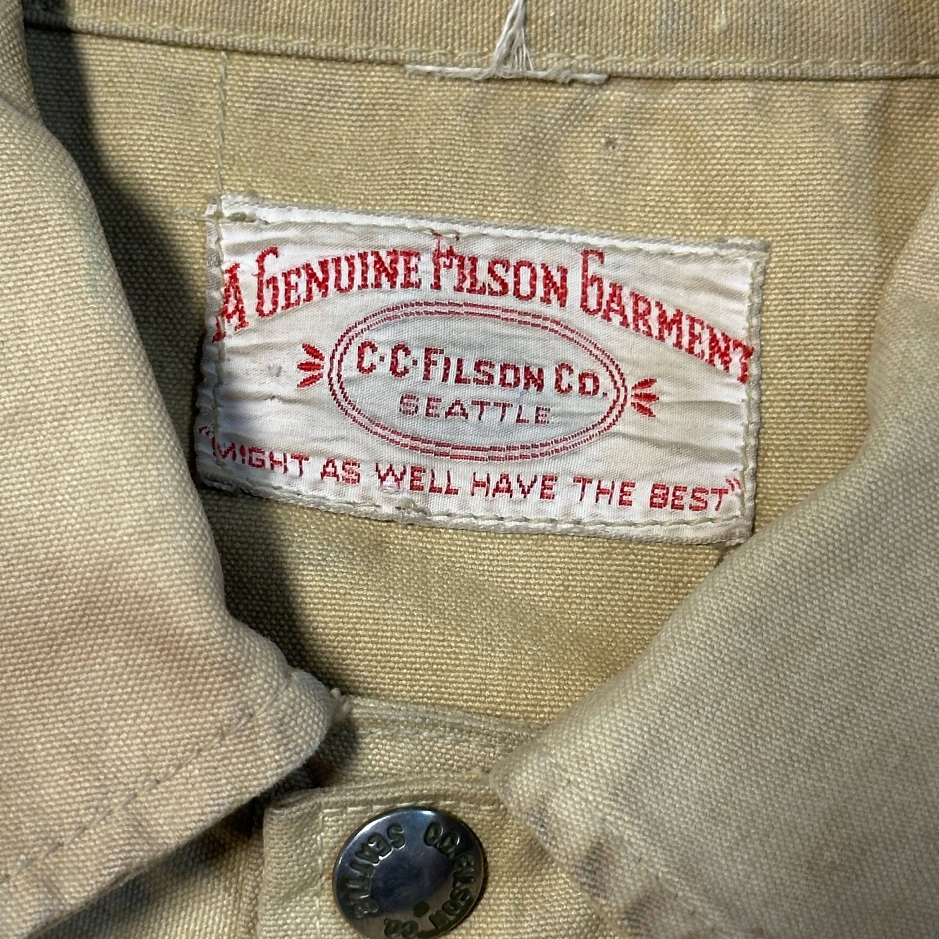 Vintage Filson Tan Canvas Work Jacket Size Large 60s Hunting Cruiser Mackinaw FAIF.CA 