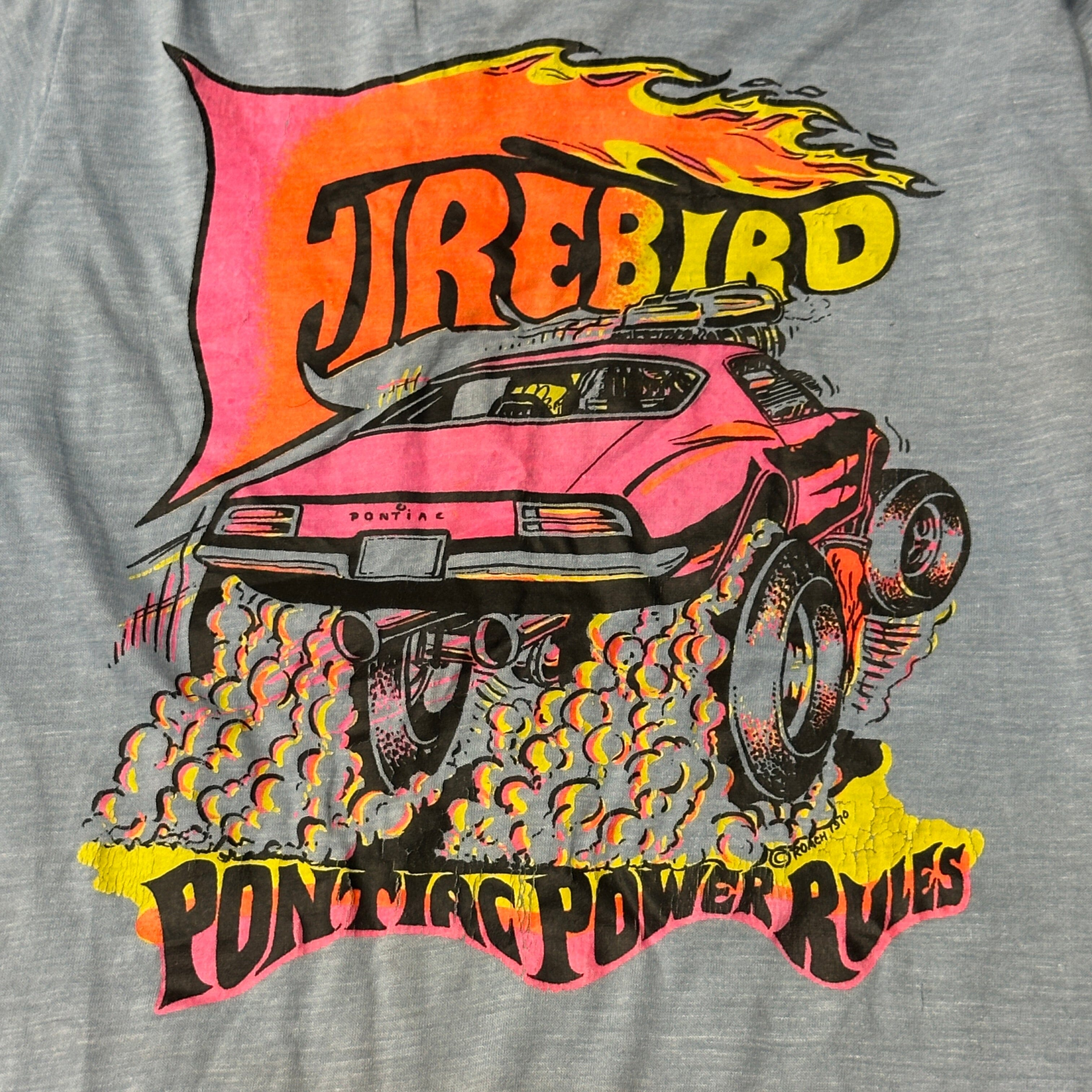 Vintage Firebird Pontiac Power Rules Graphic Car T-shirt Size Small FAIF.CA 