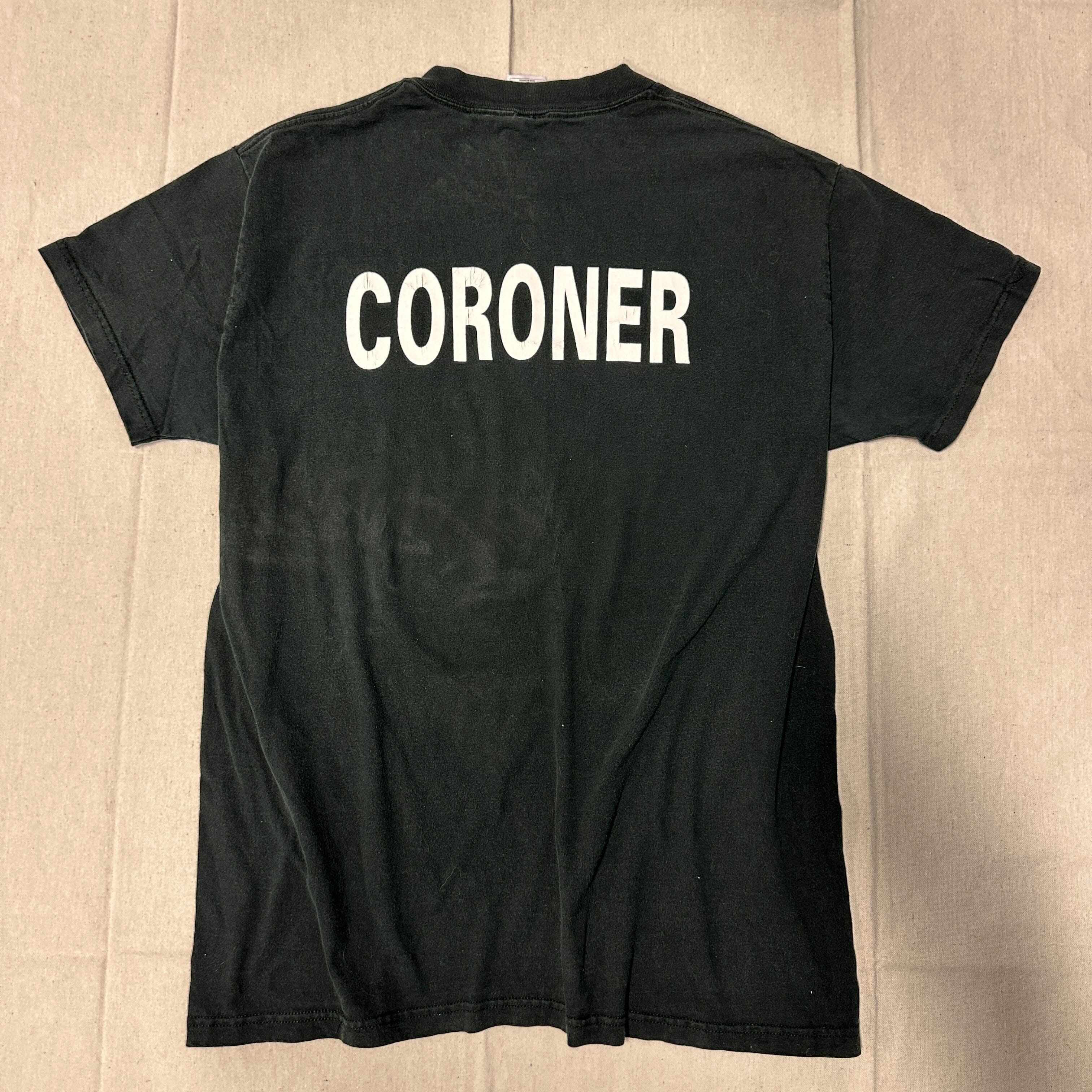 Vintage Fruit of the Loom Coroner Graphic Black T-Shirt Size XL FAIF.CA 