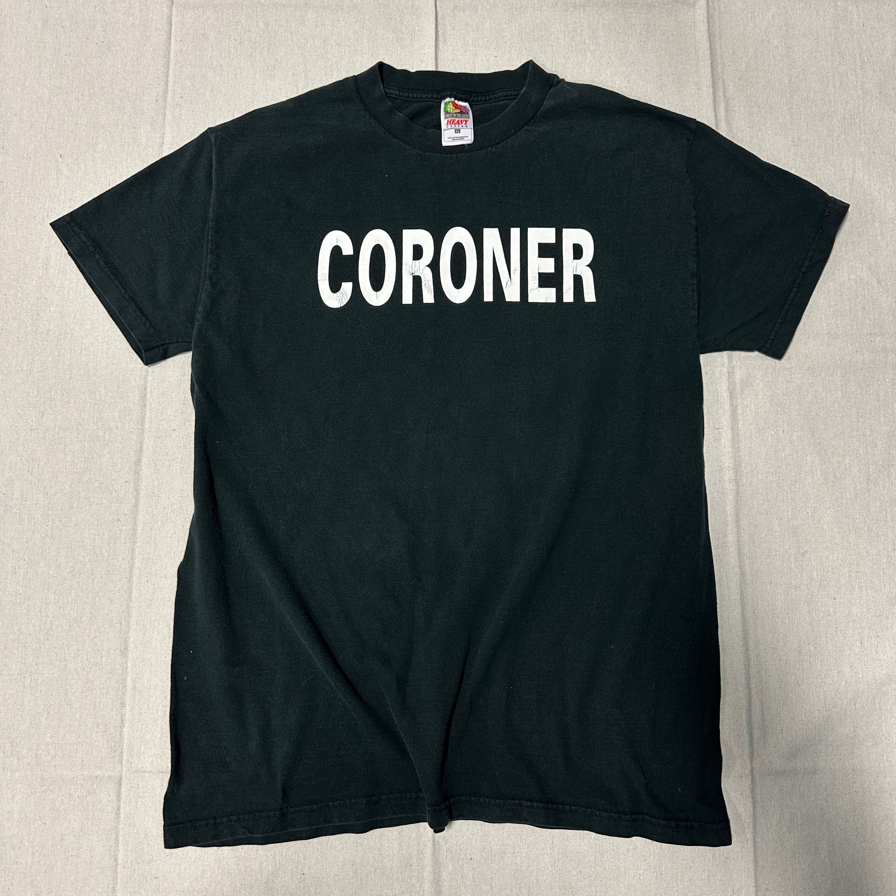 Vintage Fruit of the Loom Coroner Graphic Black T-Shirt Size XL FAIF.CA 