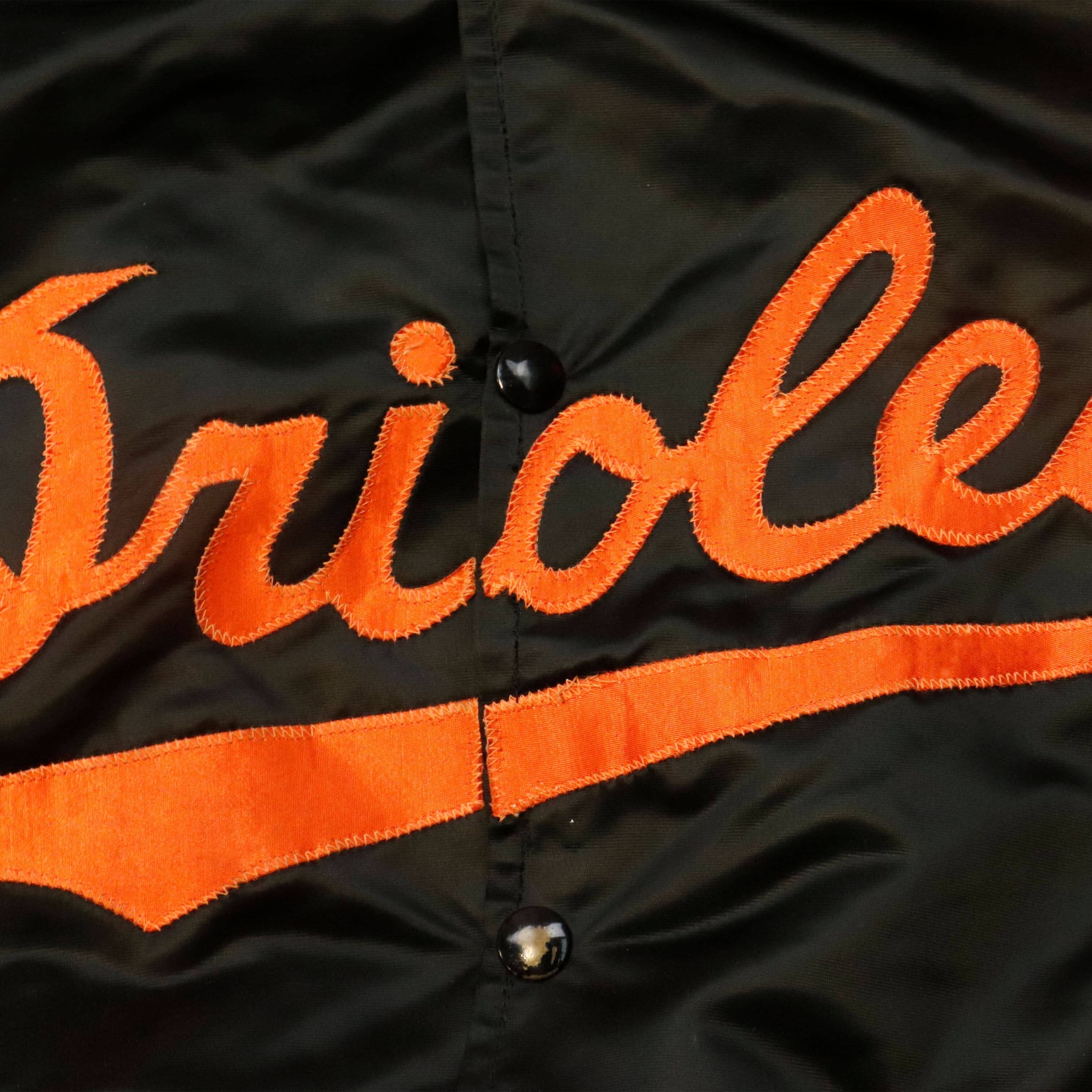 Vintage Game Worn Dugout Baltimore Orioles Satin Bomber Jacket Size 44 FAIF.CA 