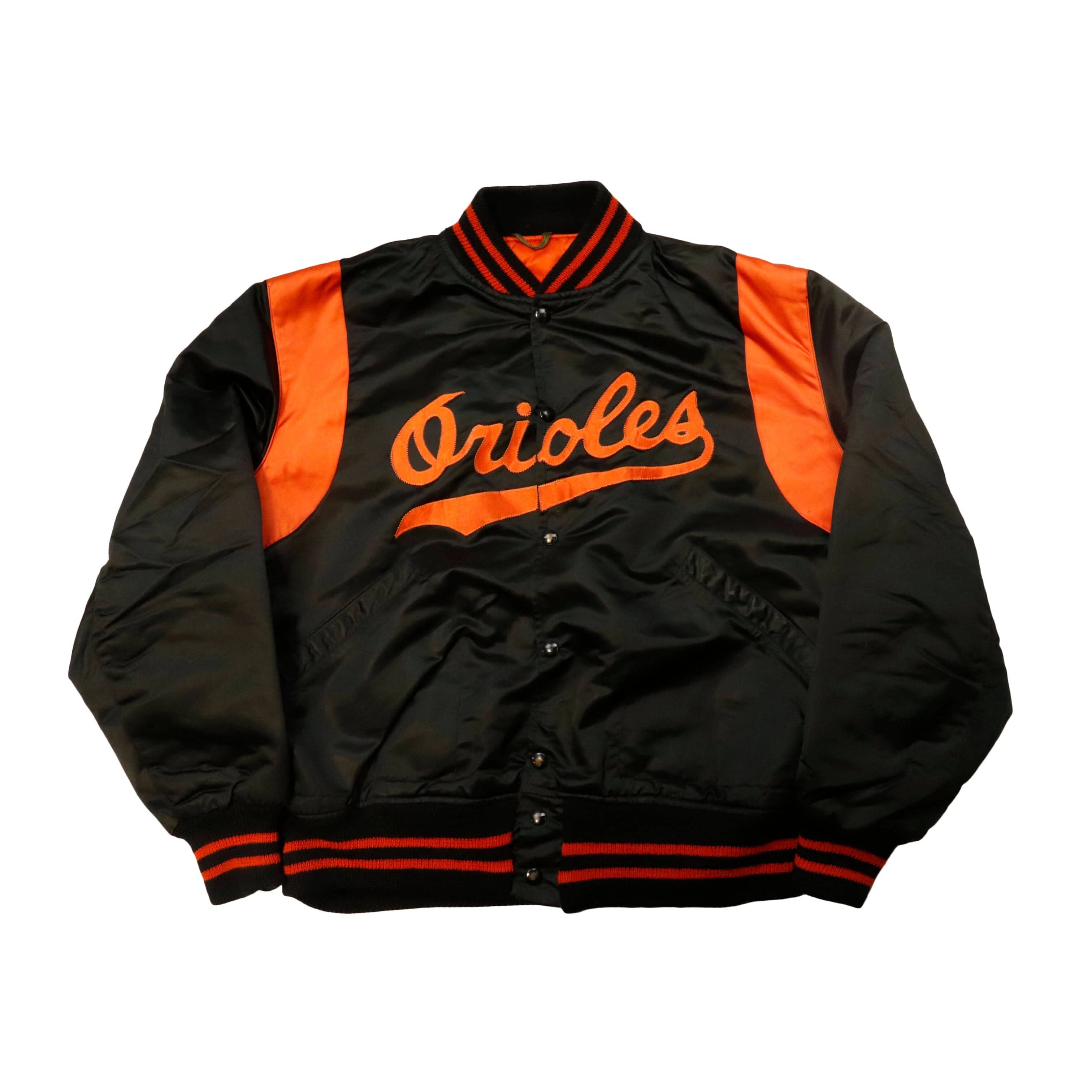 Vintage Game Worn Dugout Baltimore Orioles Satin Bomber Jacket Size 44 FAIF.CA 