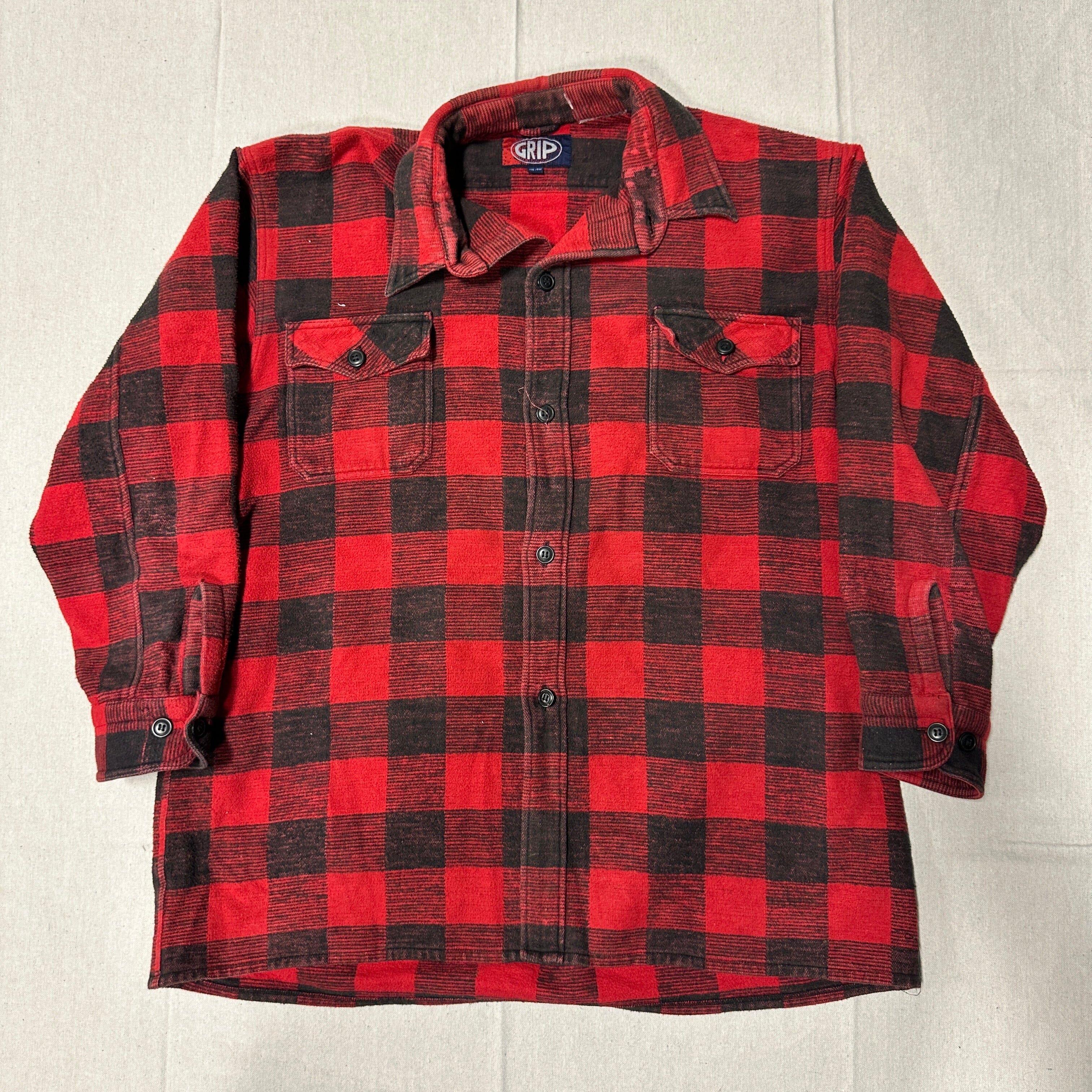 Vintage Grip Red Buffalo Plaid Flannel Shirt Size XXL FAIF.CA 