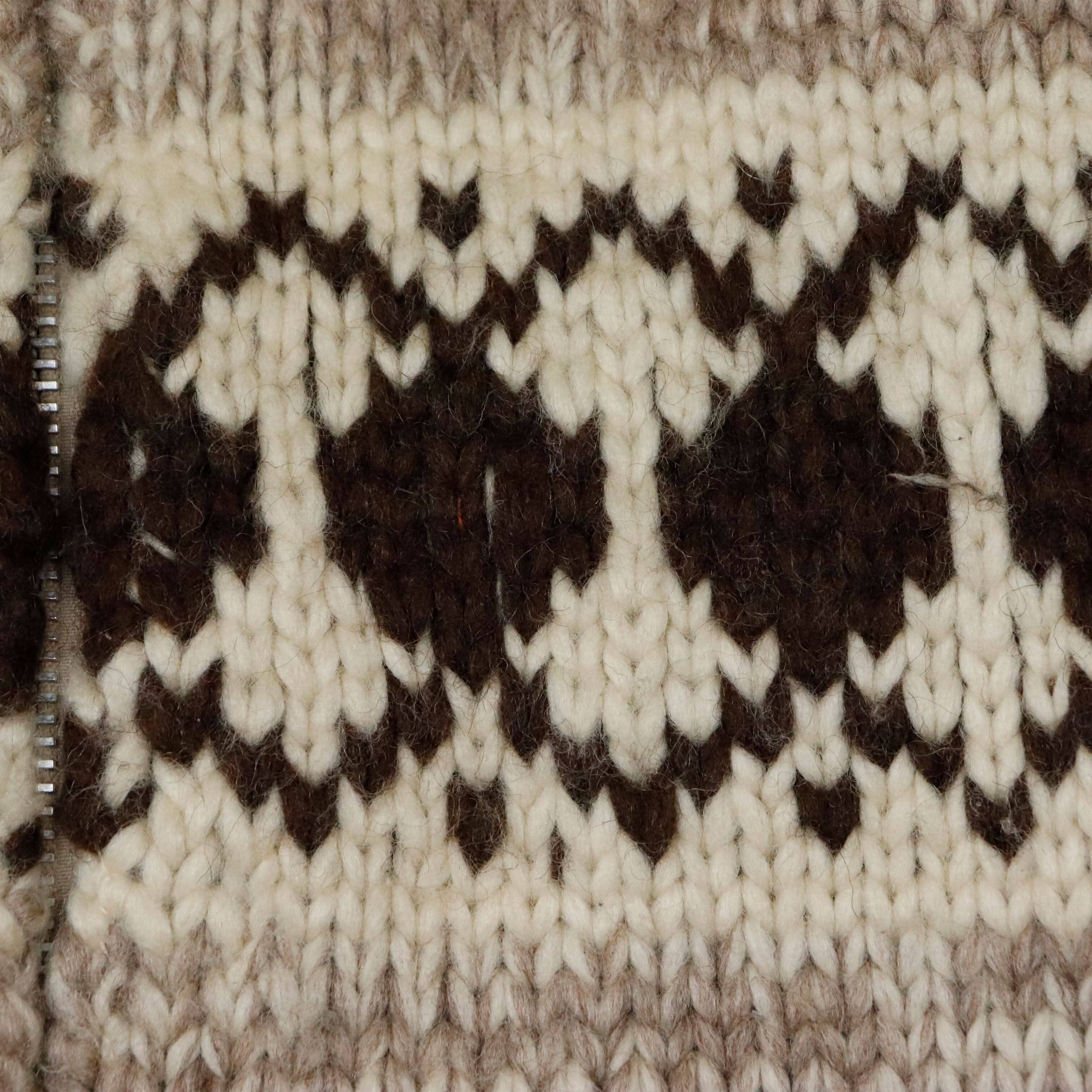 Vintage Hand Knit Cowichan Zip Sweater Size N/A FAIF.CA 