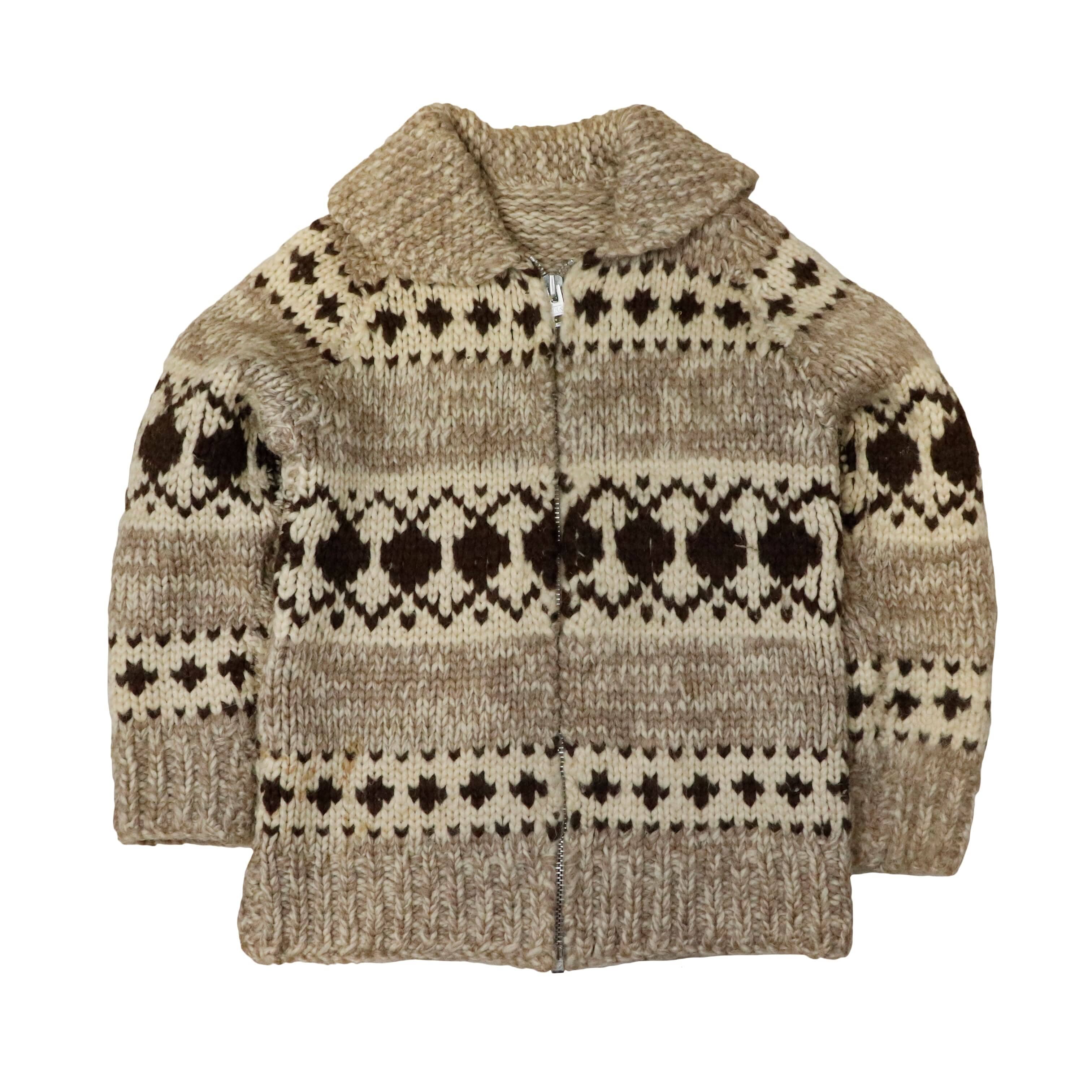 Vintage Hand Knit Cowichan Zip Sweater Size N/A FAIF.CA 