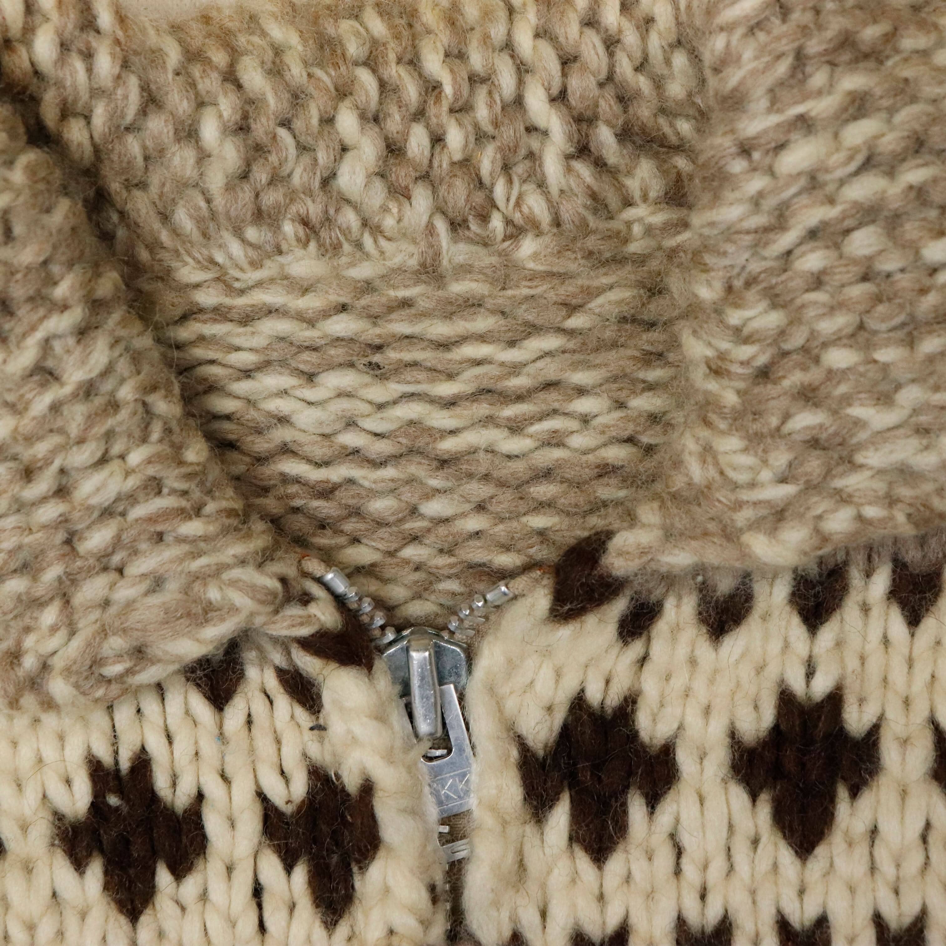 Vintage Hand Knit Cowichan Zip Sweater Size N/A FAIF.CA 