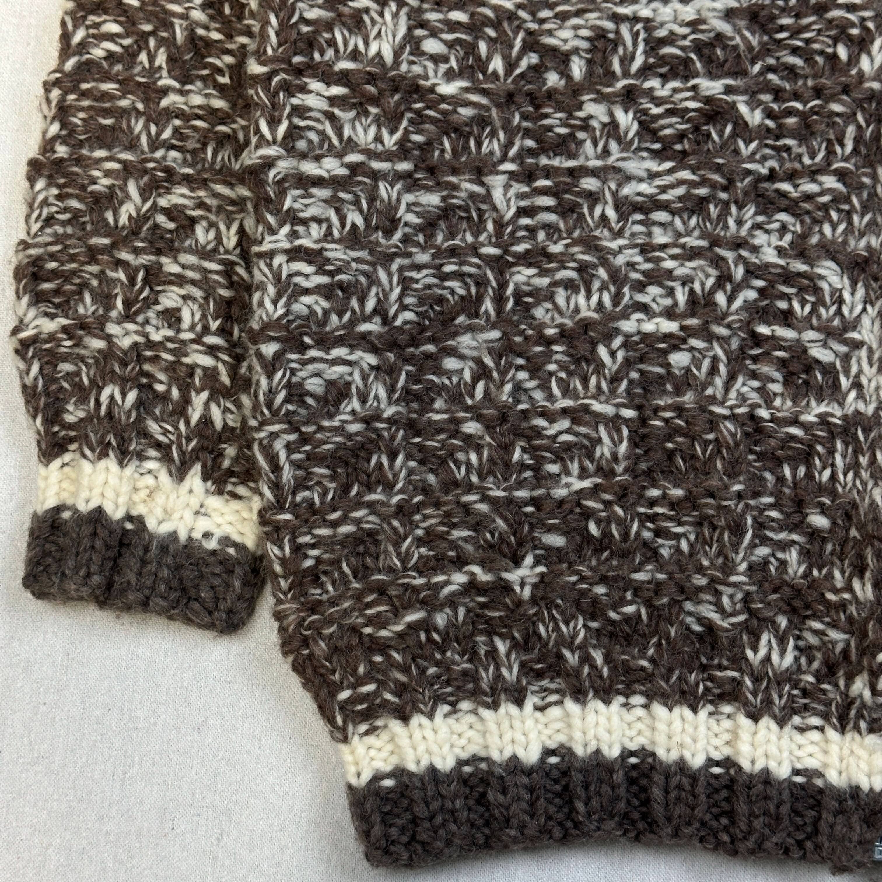 Vintage Hand Knit Marled Wool Zip Sweater Size L cowichan FAIF.CA 