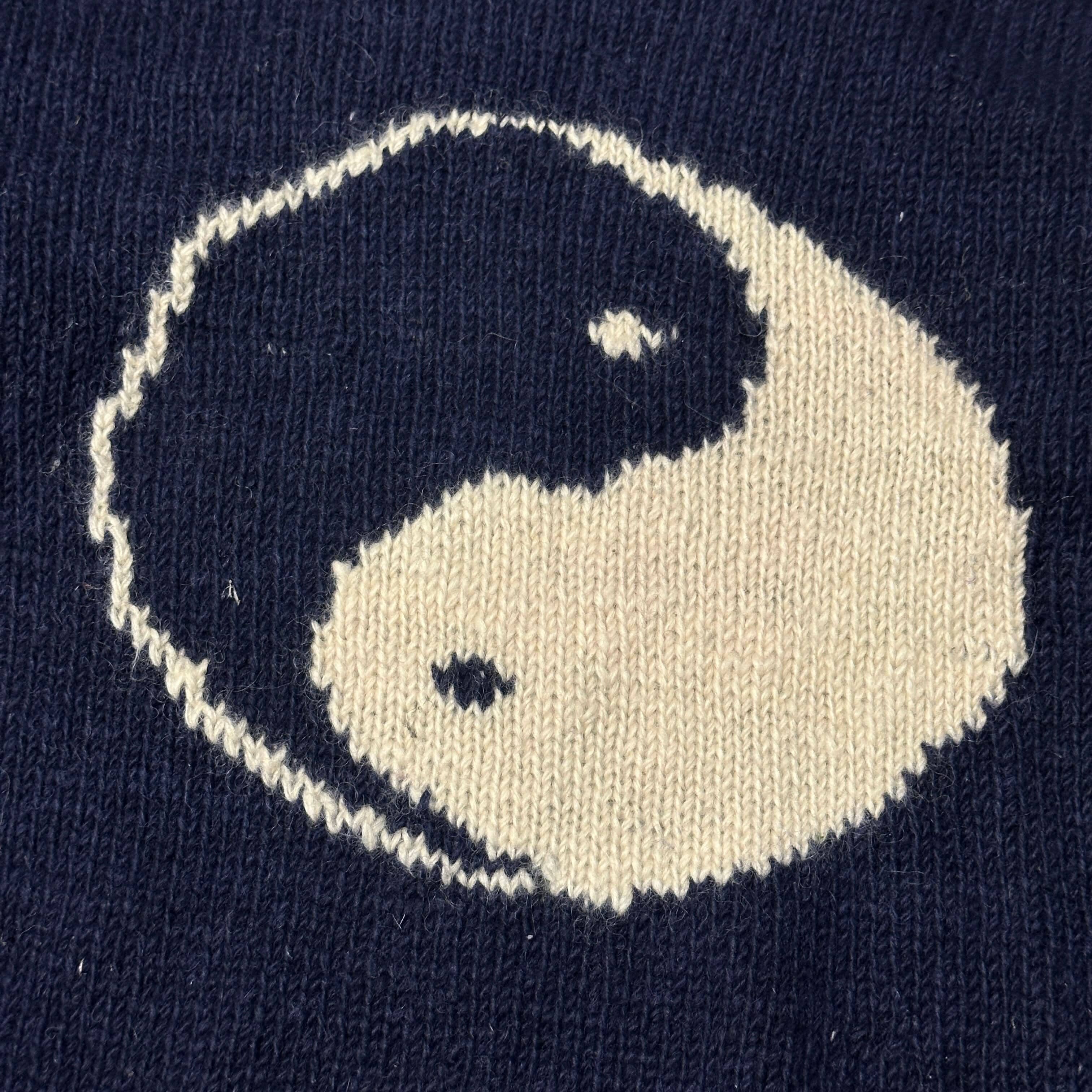 Vintage Handmade Yin Yang Knit Sweater Size Large FAIF.CA 
