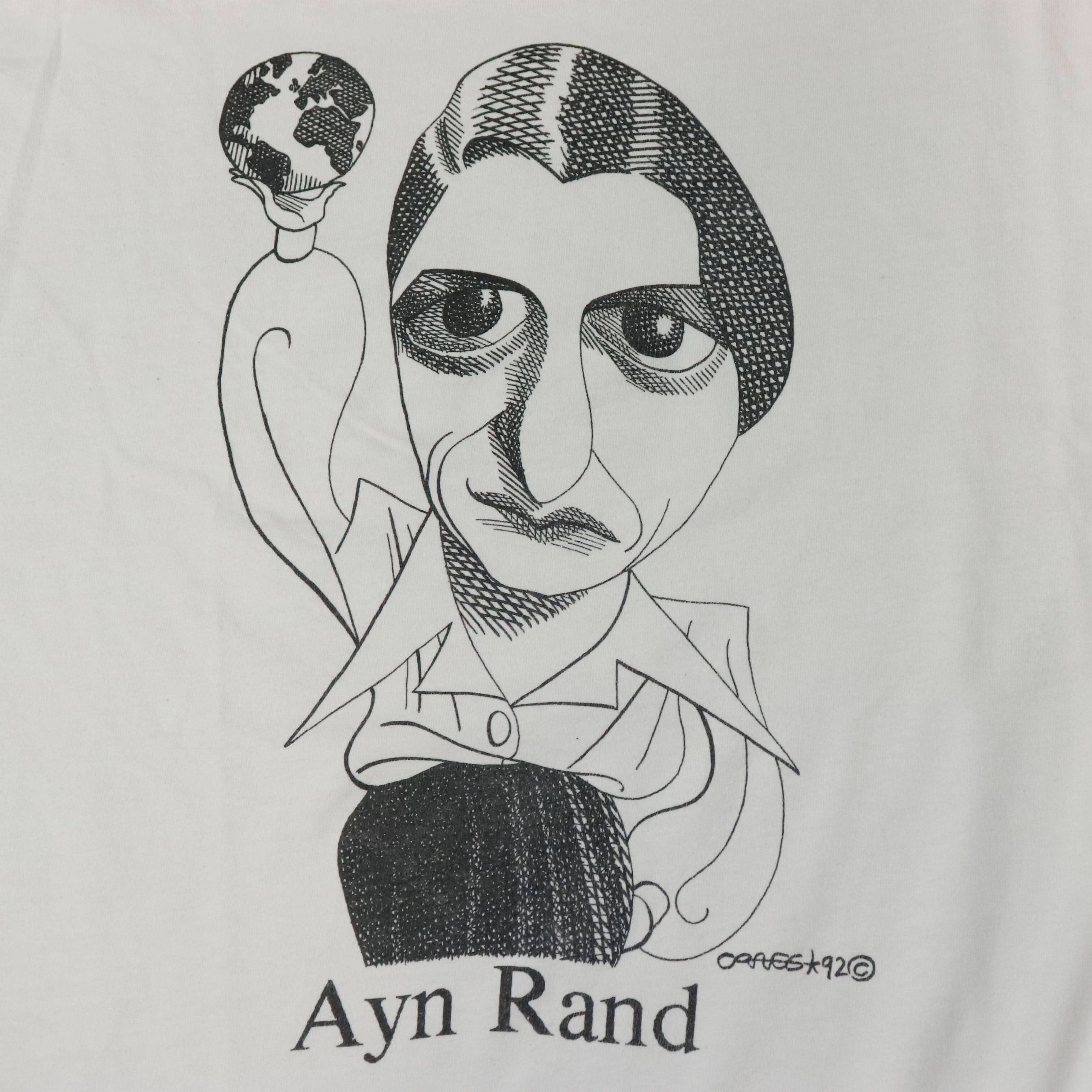 Vintage Hanes Ayn Rand Art Graphic T-Shirt Size XL FAIF.CA 