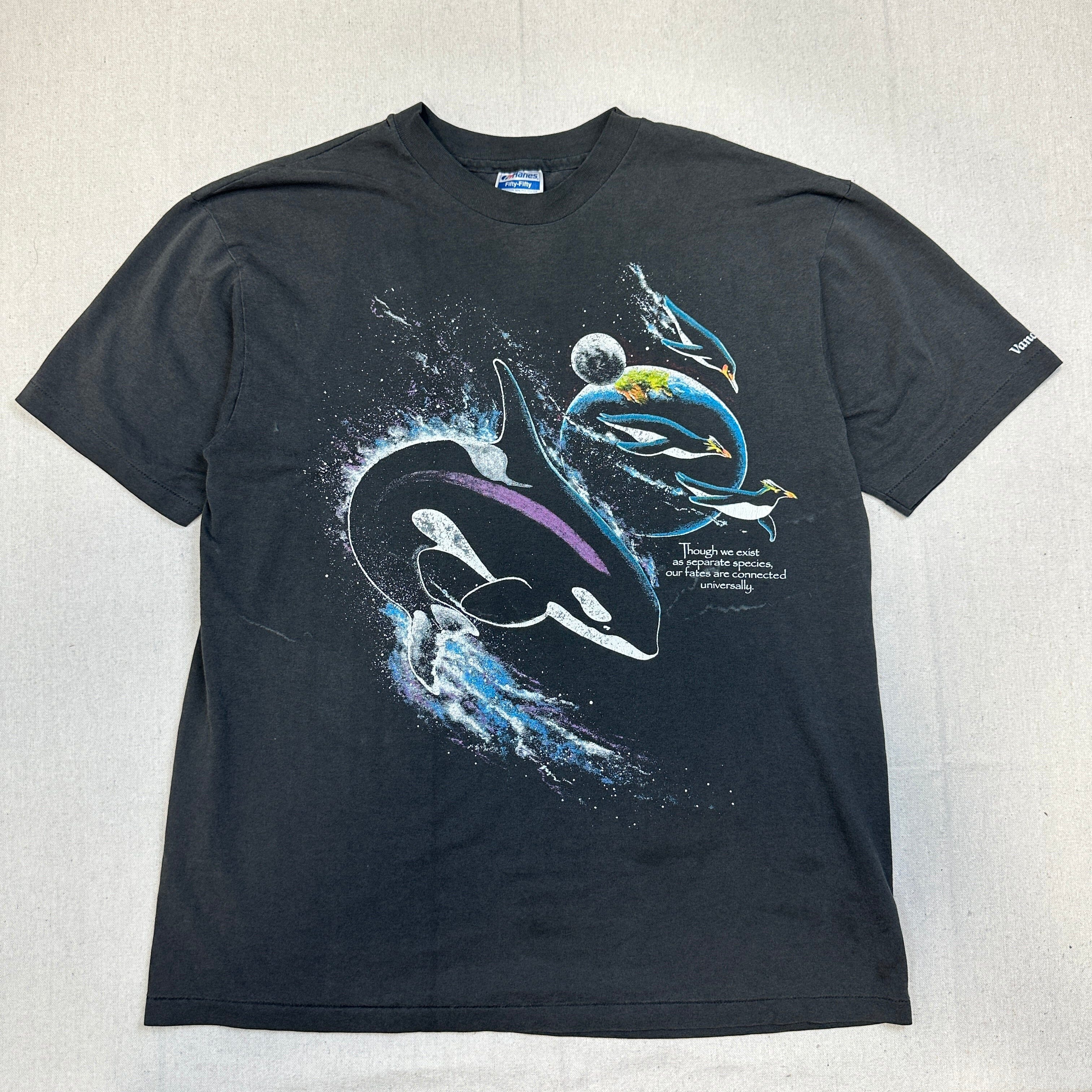 Vintage Hanes Orca Penguin Space Graphic T-Shirt Size XL FAIF.CA 